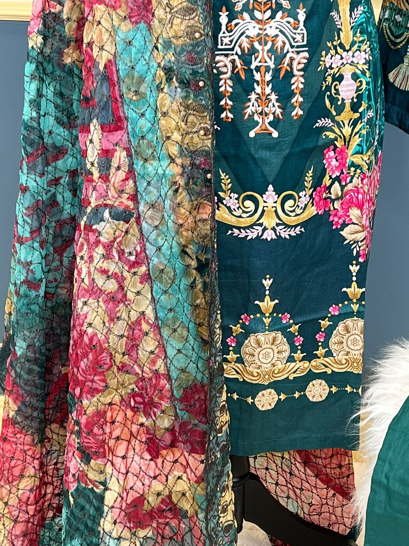 Pakistani Stitched lawn Embroidered Salwar kameez ready to ship