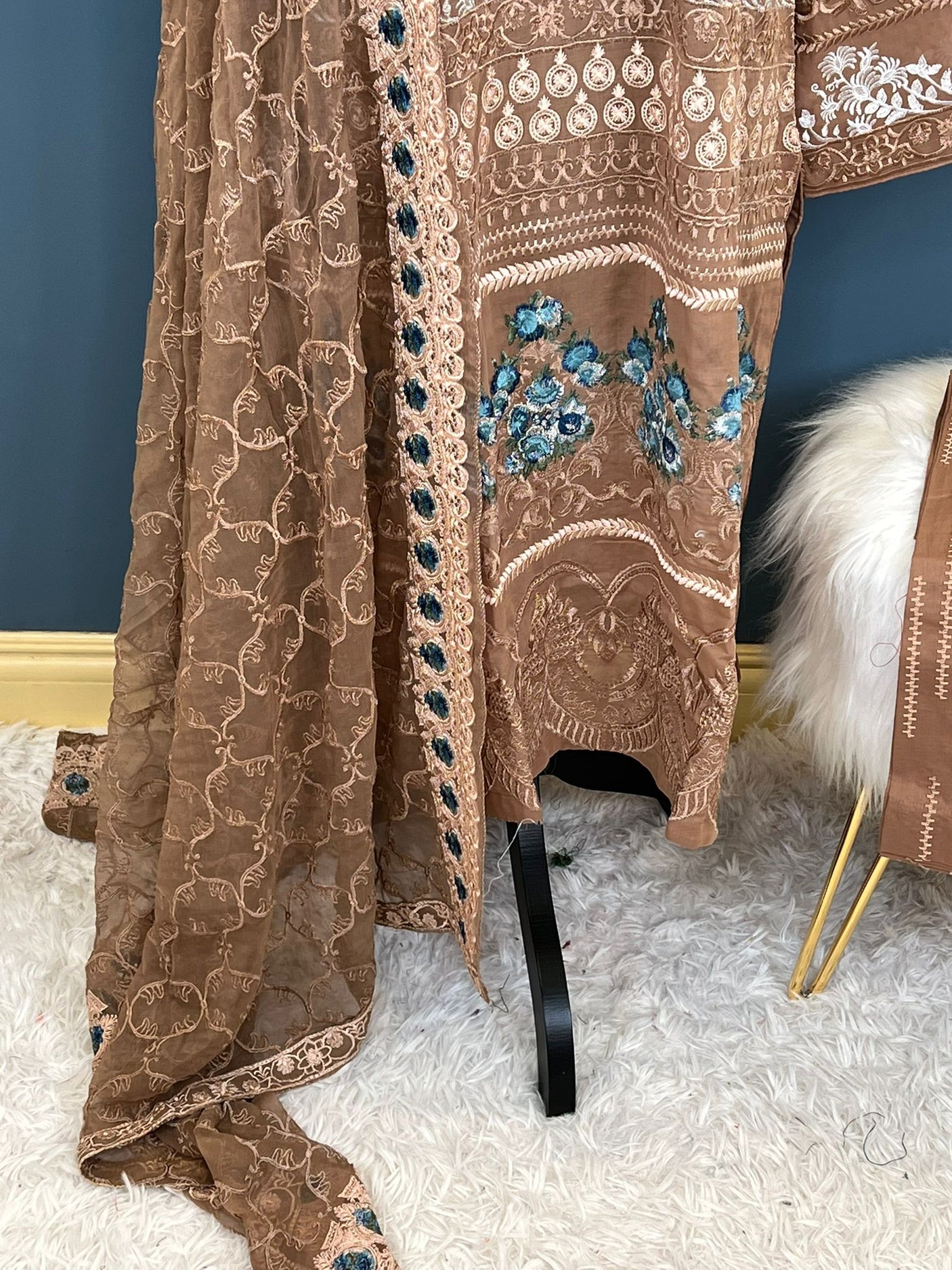 Pakistani Stitched Luxury Embroidered lawn Salwar kameez ready to ship