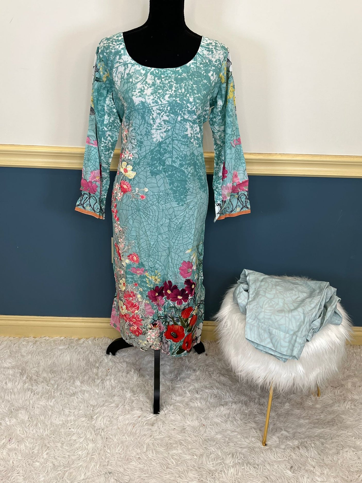 Pakistani Stitched Embroidery Lawn Suit Ready To Ship