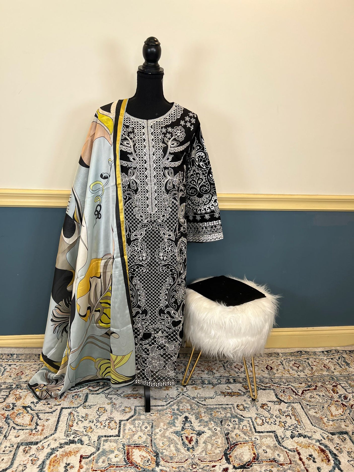 Pakistani Stitched Luxury Embroidered lawn Salwar kameez ready to ship