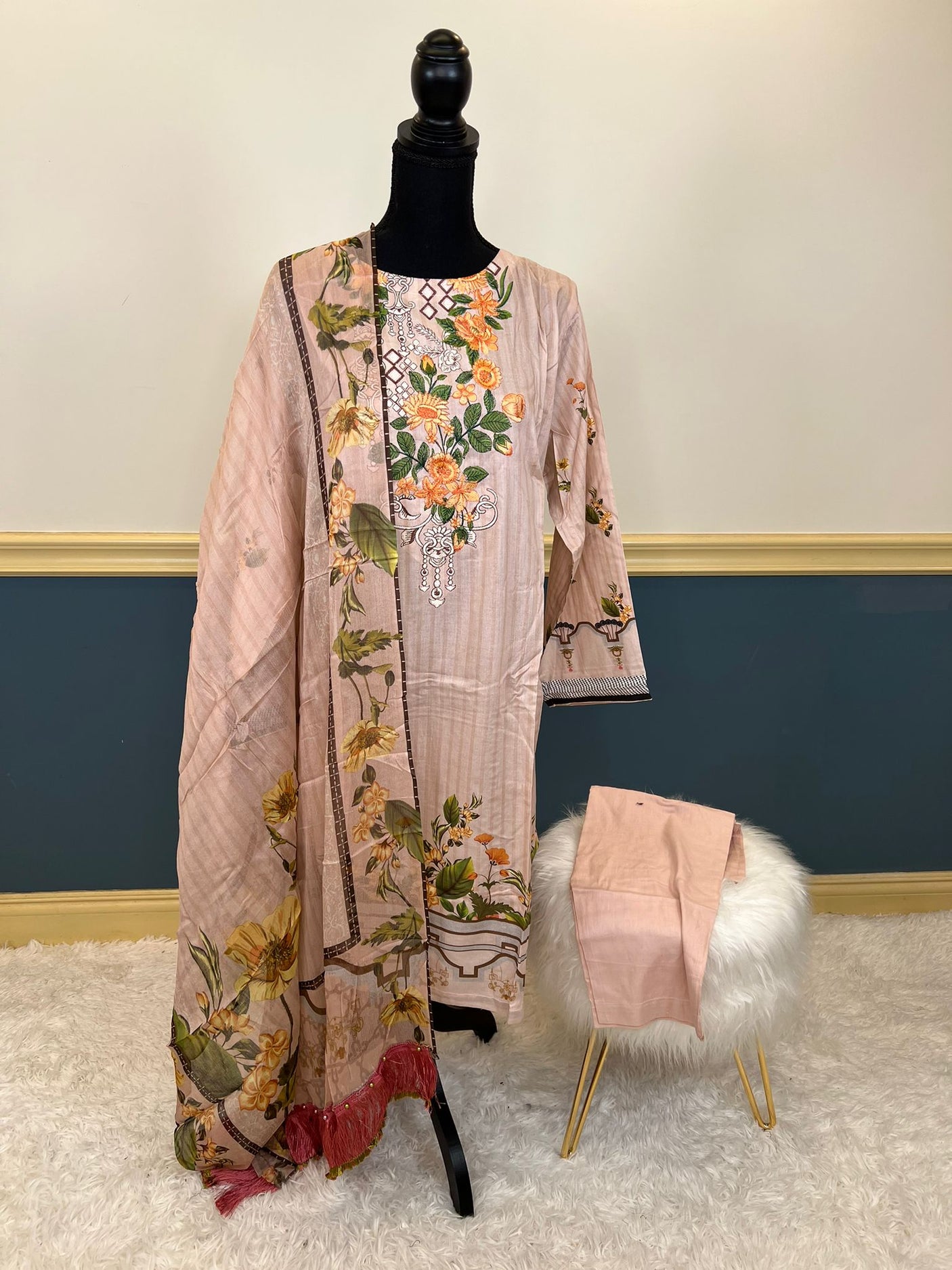 Pakistani Stitched lawn Embroidered Salwar kameez ready to ship