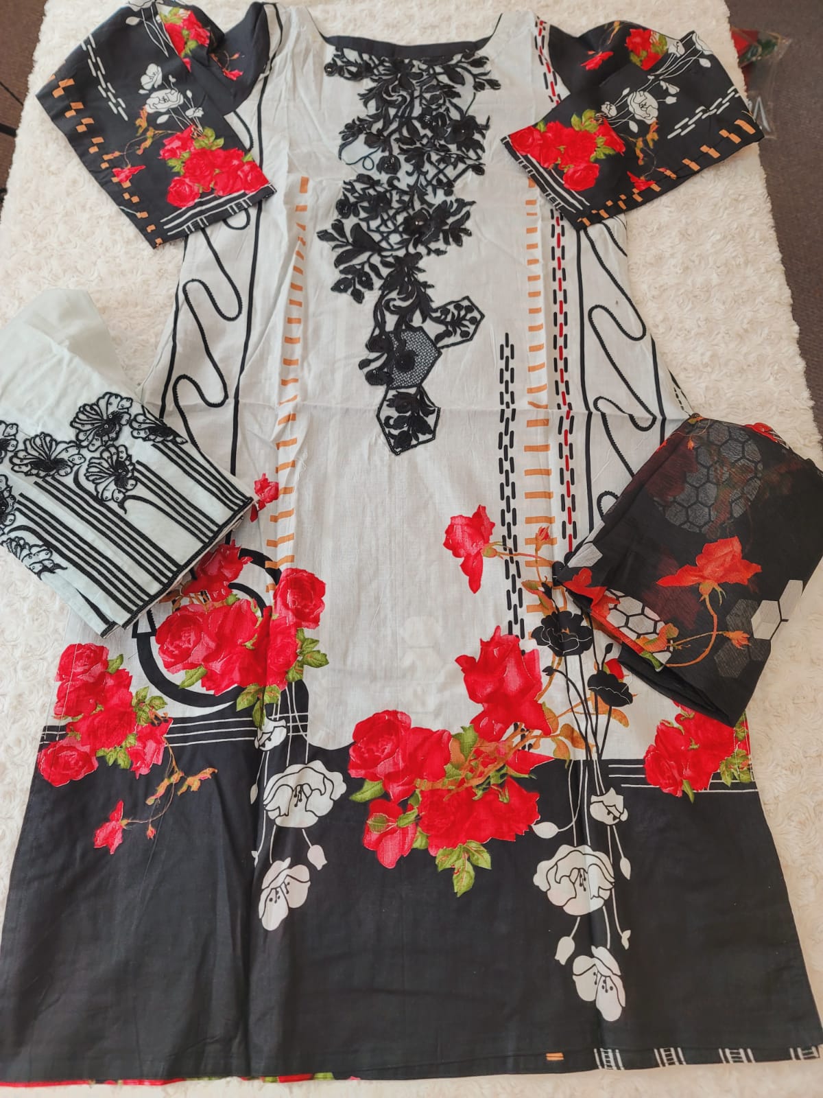 Indian Cotton Stitched Embroidery Suit Ready To Ship