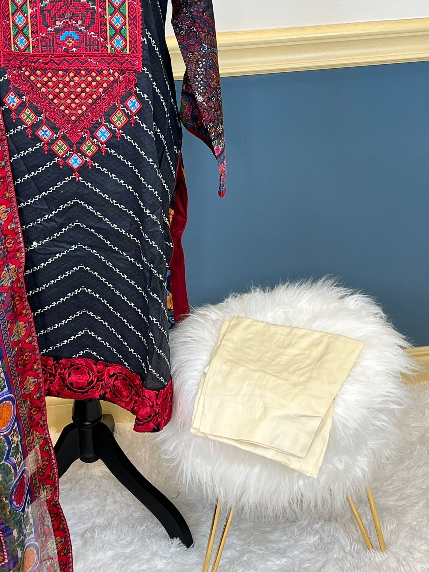 Pakistani lawn stitched Embroidered Suit Ready To Ship