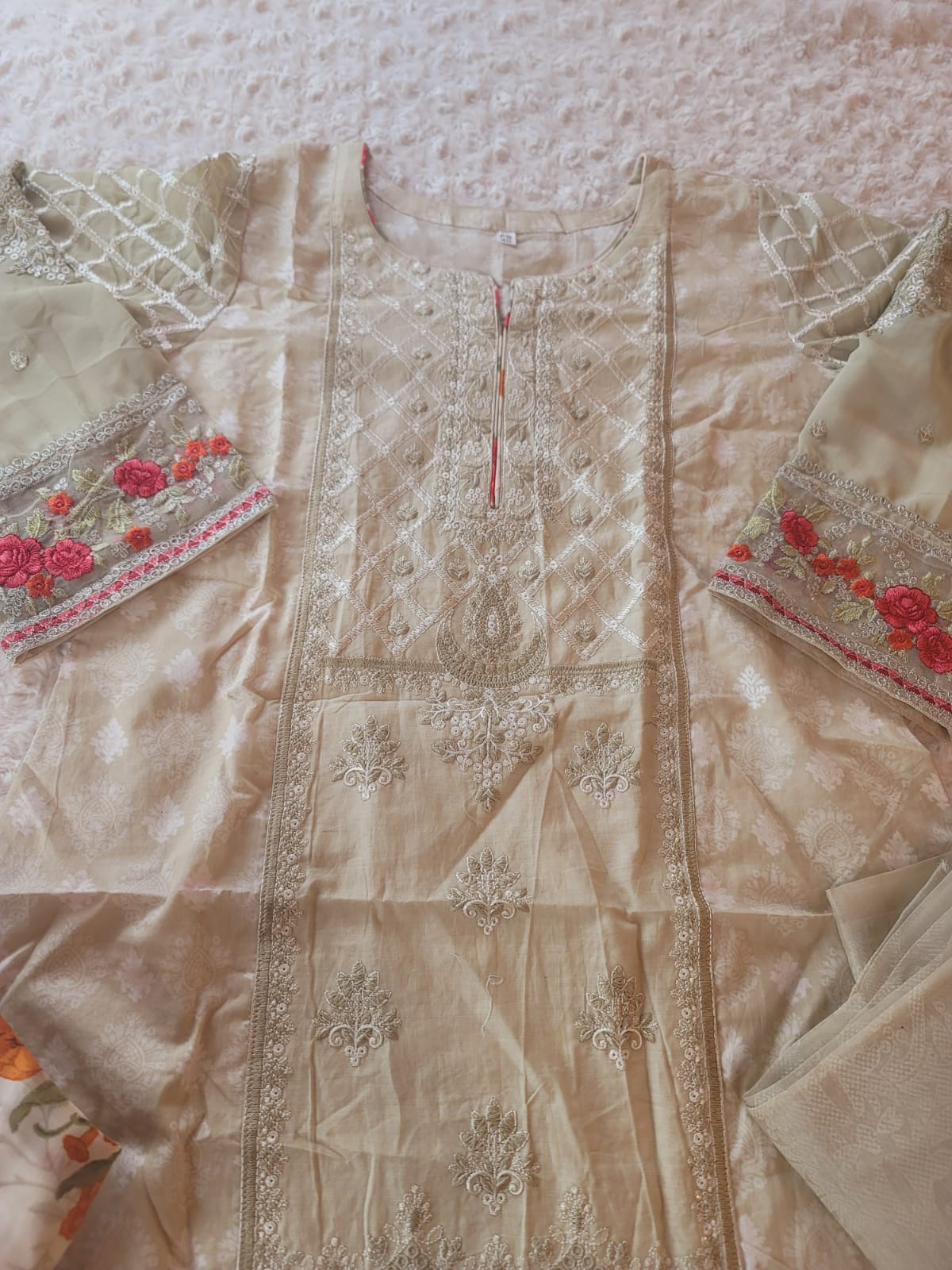 Indian Cotton Stitched Embroidery Suit Ready To Ship