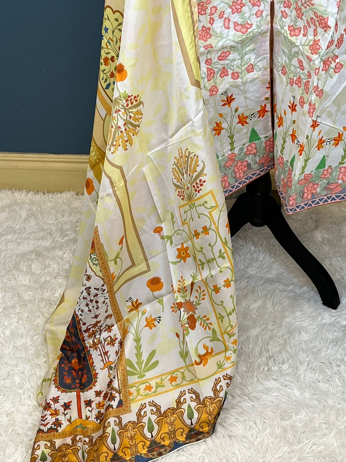 Pakistani lawn stitched Embroidered Suit Ready To Ship