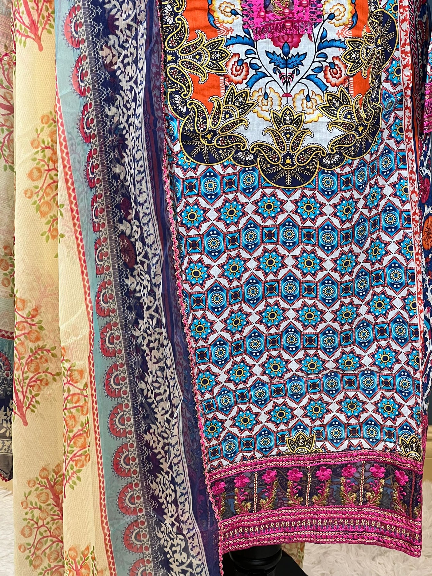 Pakistani Stitched lawn Embroidered Salwar kameez ready to ship