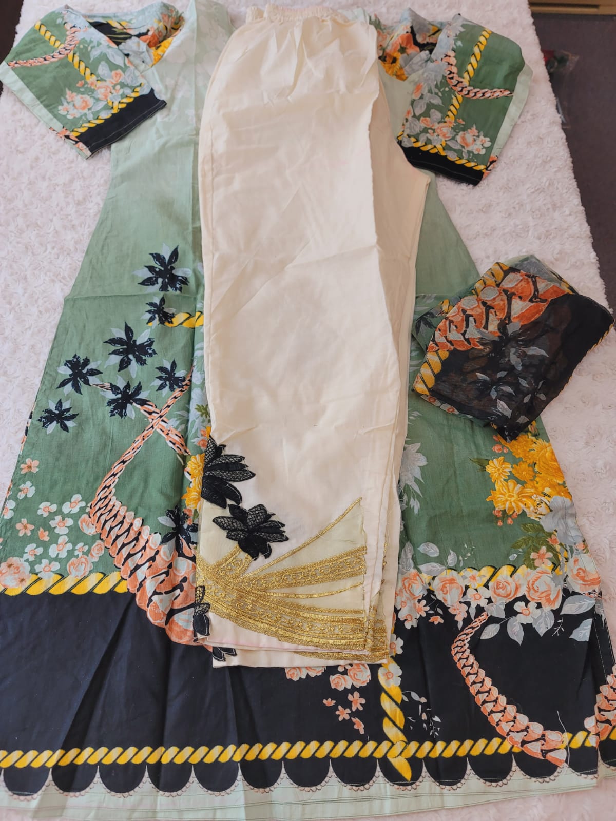 Indian Cotton Stitched Embroidery Suit Ready To Ship