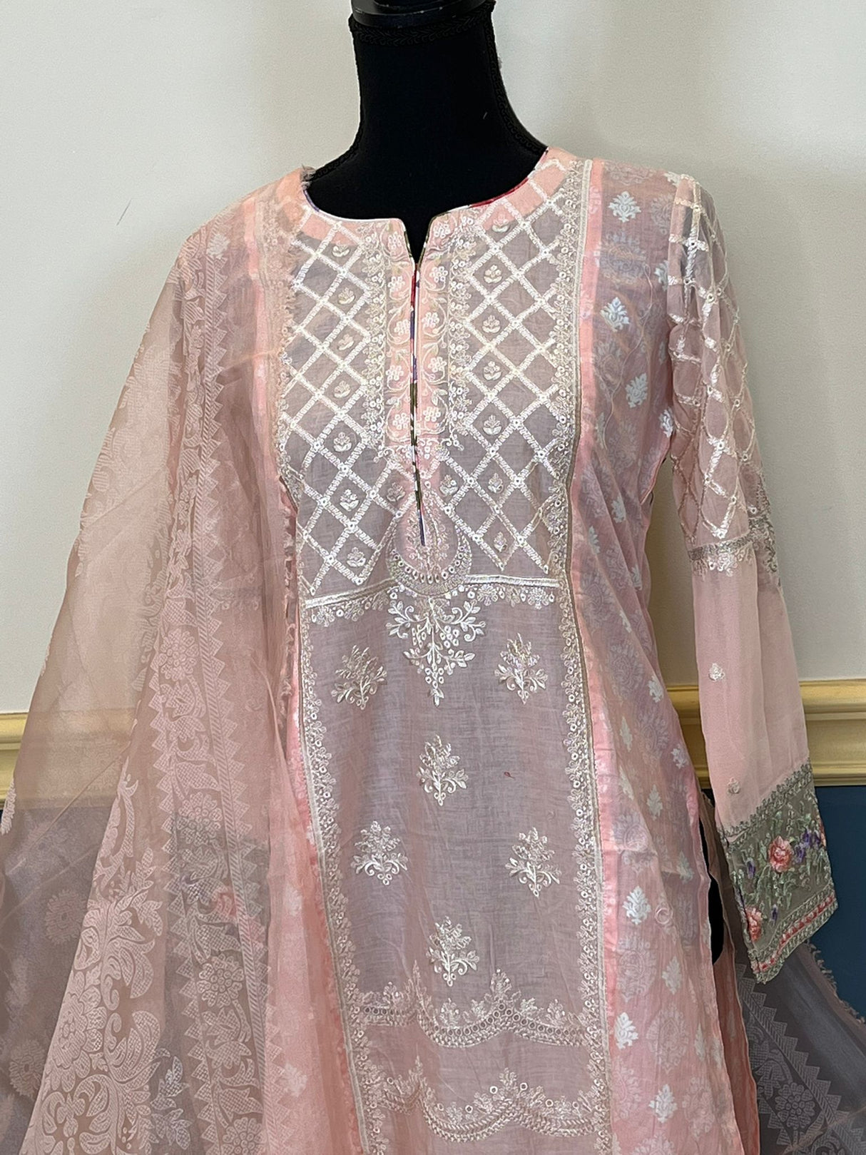 Indian Cotton Stitched Embroidery Suit Ready To Ship