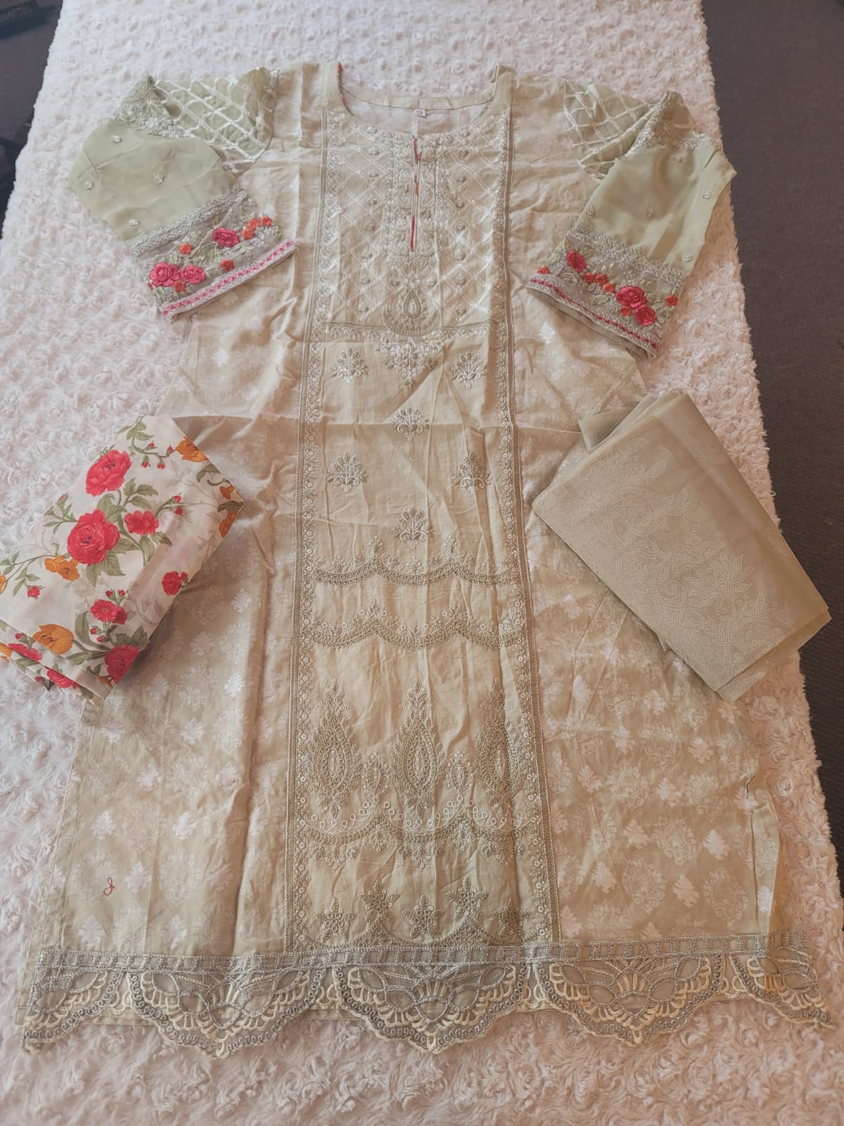 Indian Cotton Stitched Embroidery Suit Ready To Ship