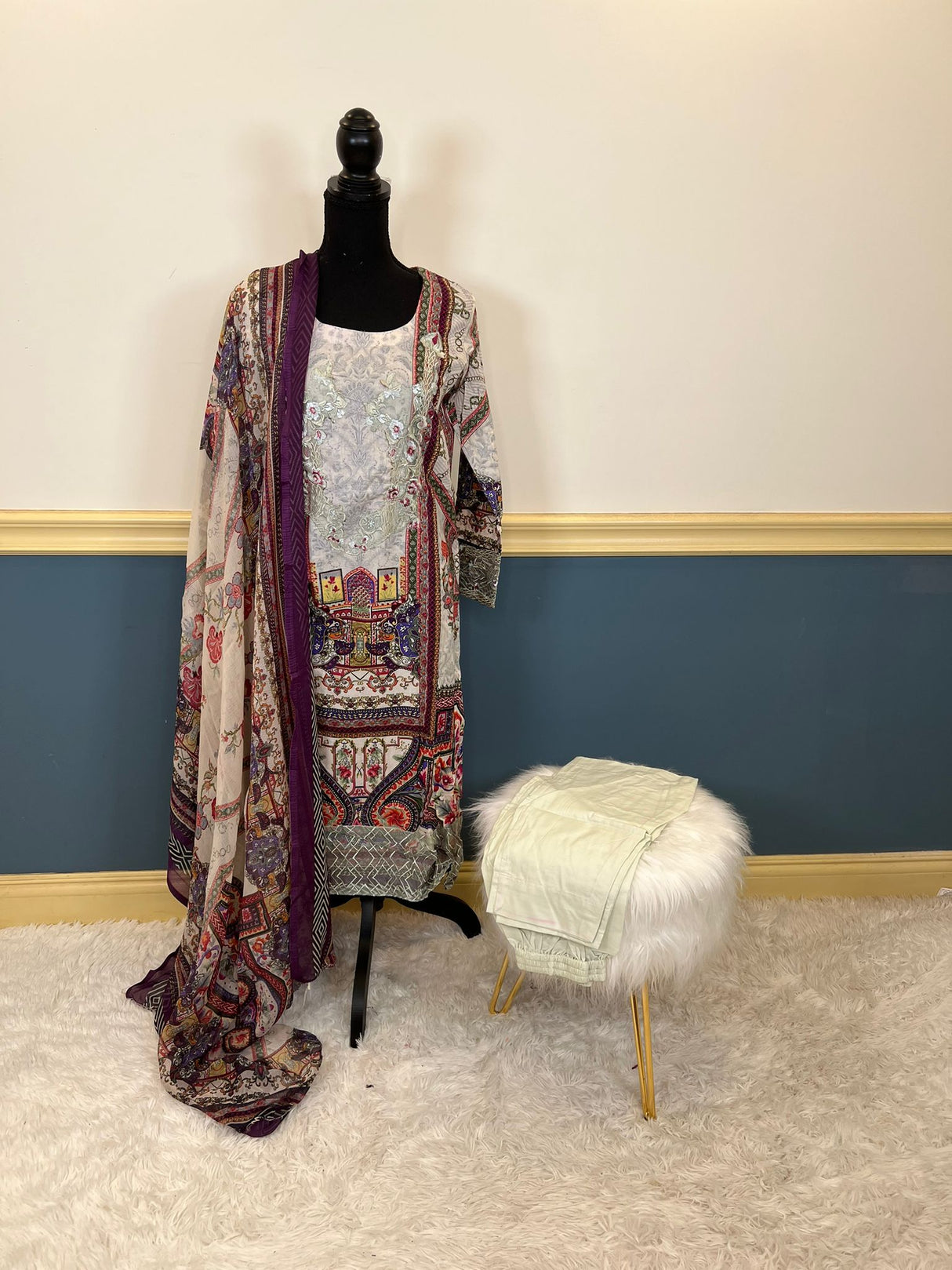 Indian Cotton Stitched Embroidery Suit Ready To Ship