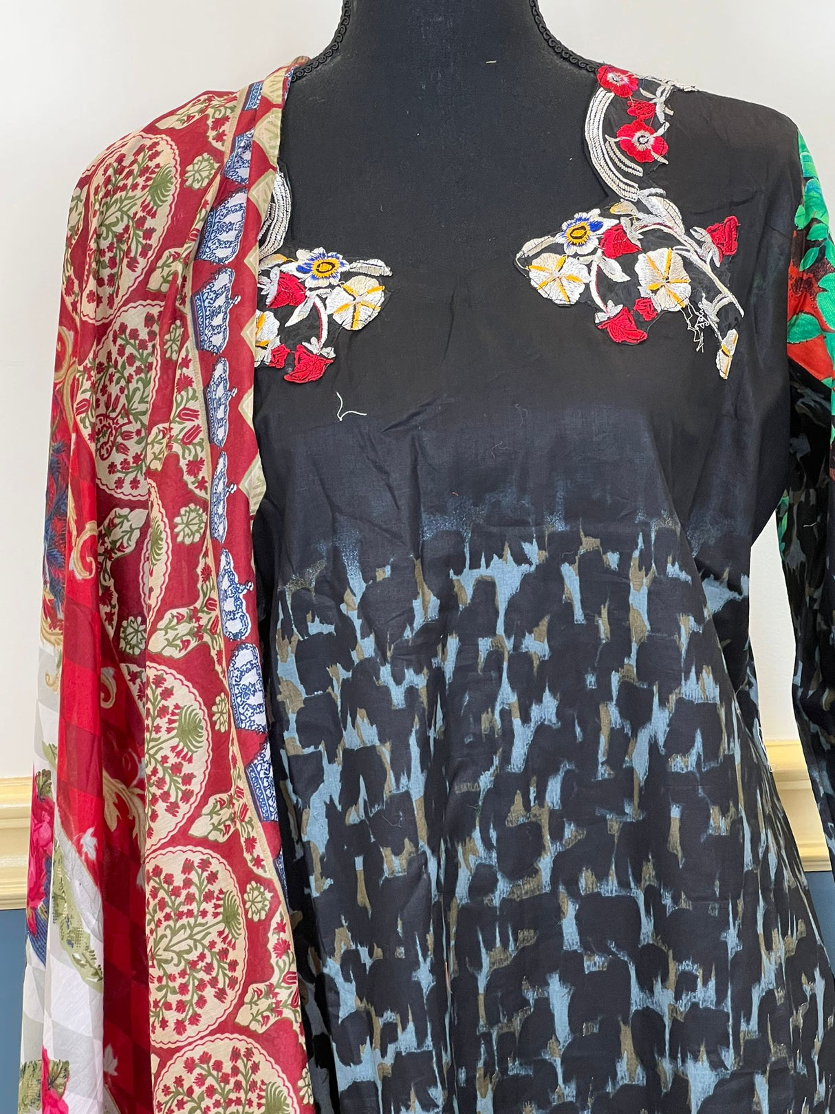 Indian Cotton Stitched Embroidery Suit Ready To Ship