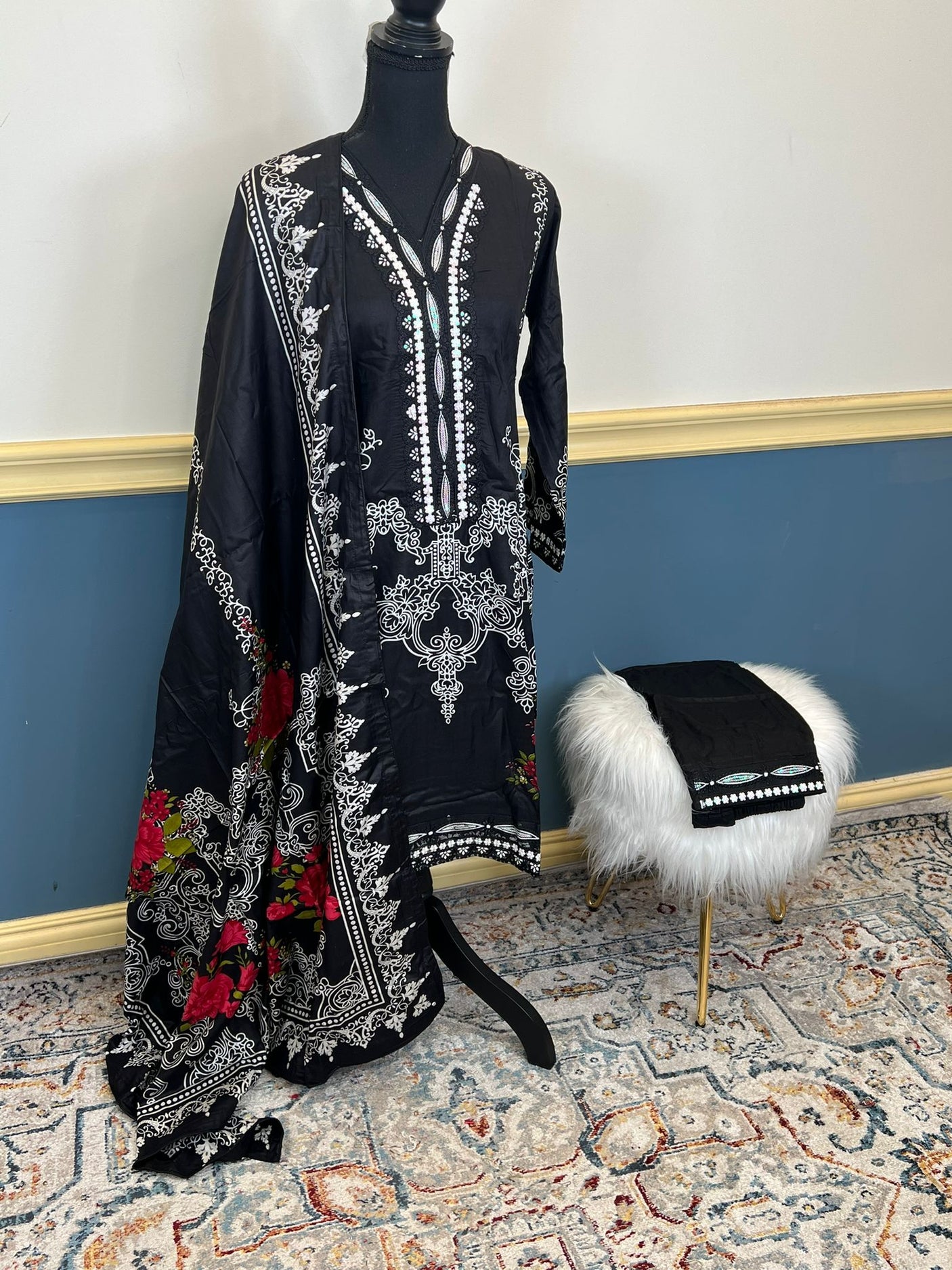 Pakistani linen Embroidered Salwar kameez Ready To Ship