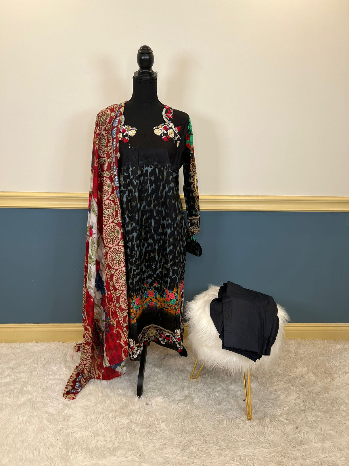 Indian Cotton Stitched Embroidery Suit Ready To Ship