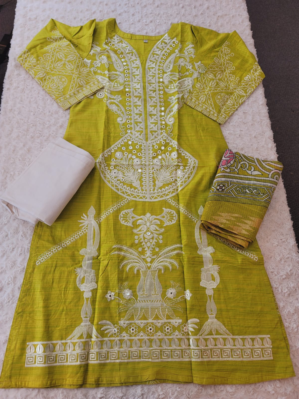 Indian Cotton Stitched Embroidery Suit Ready To Ship