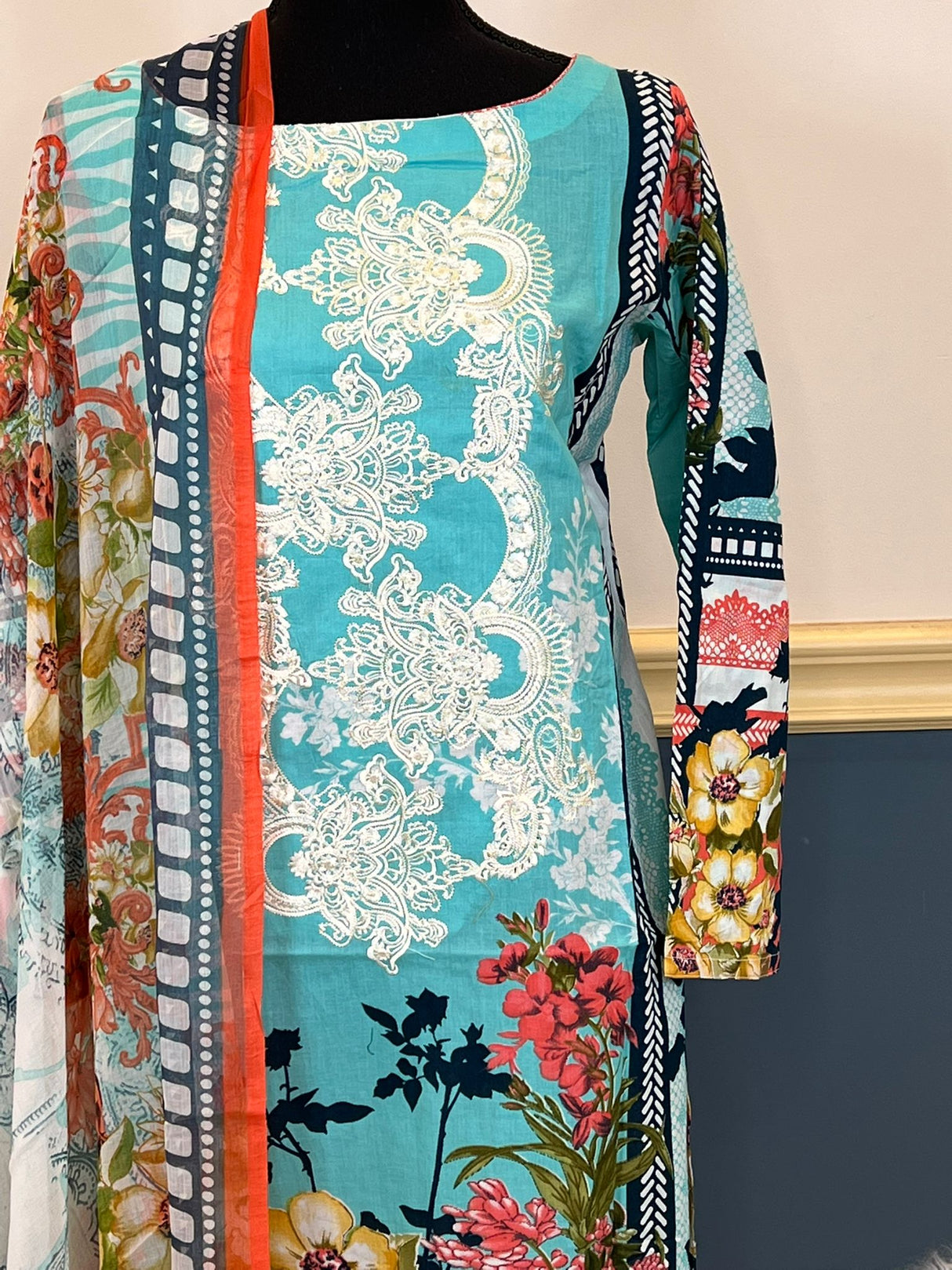 Indian Cotton Stitched Embroidery Suit Ready To Ship