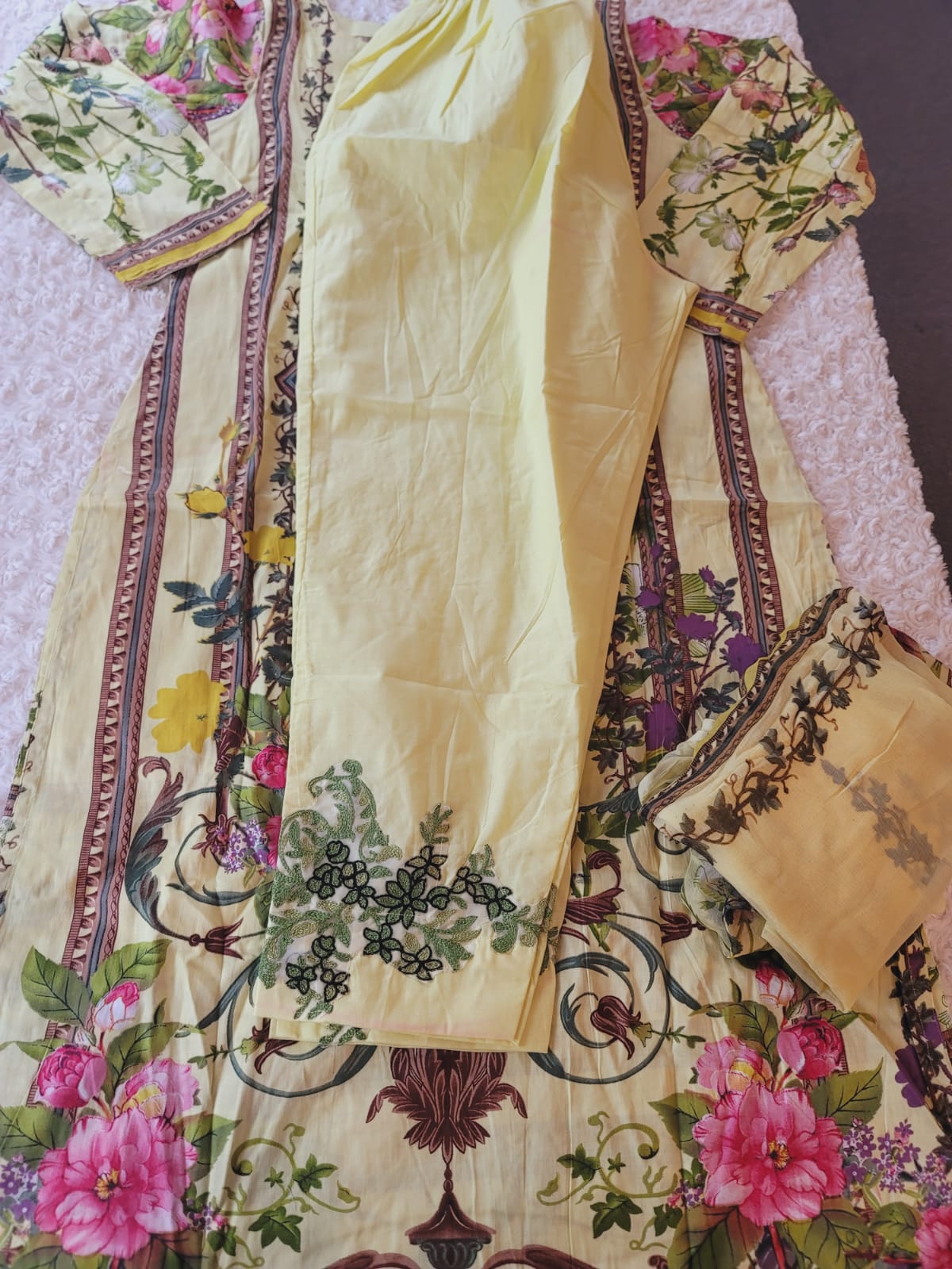 Indian Cotton Stitched Embroidery Suit Ready To Ship