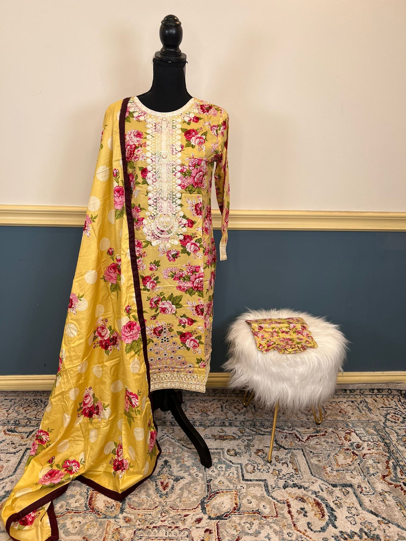 Pakistani linen Embroidered Salwar kameez Ready To Ship