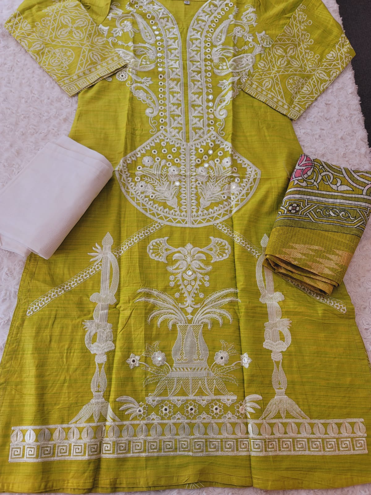 Indian Cotton Stitched Embroidery Suit Ready To Ship