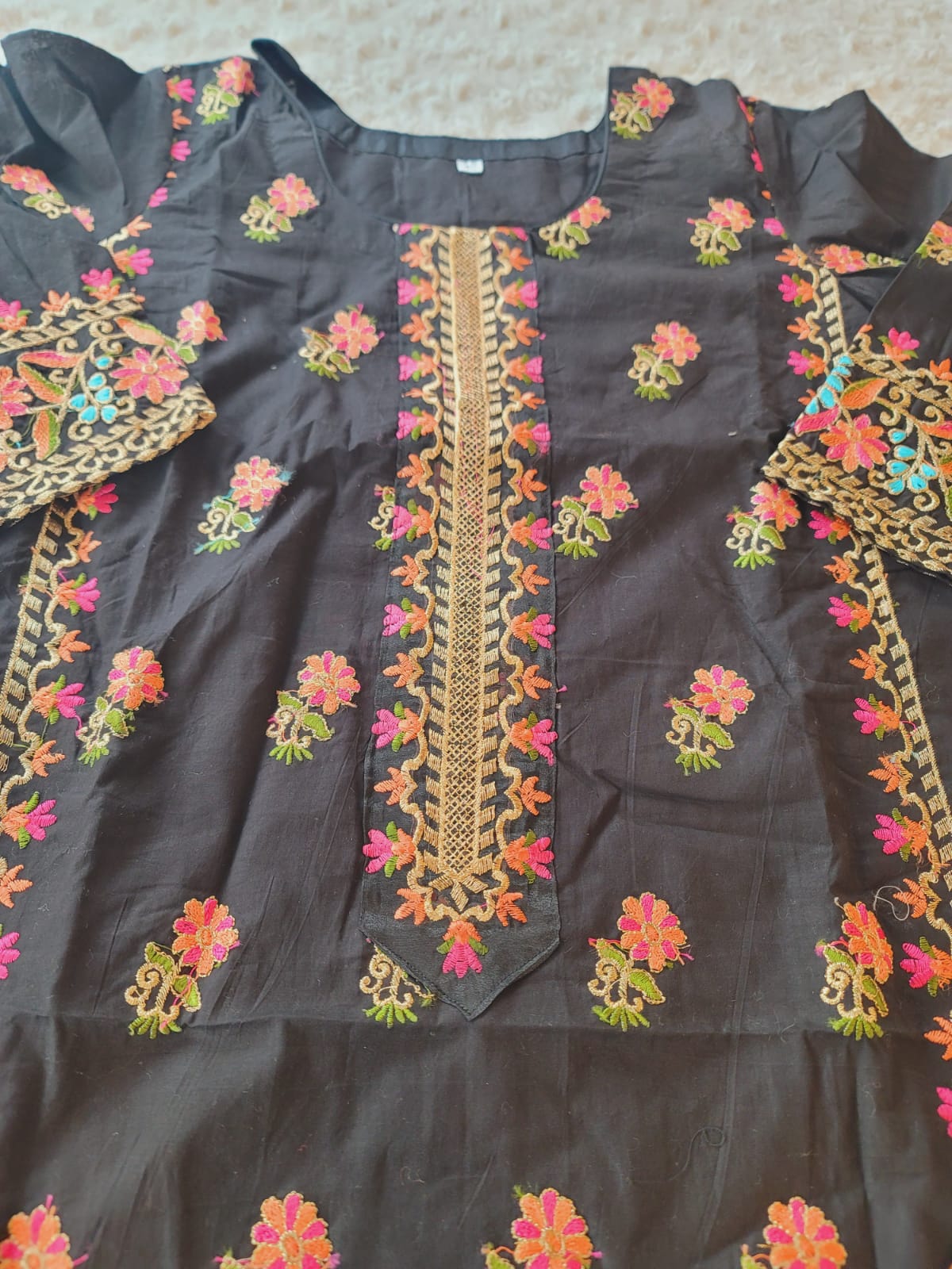 Indian Cotton Stitched Embroidery Suit Ready To Ship