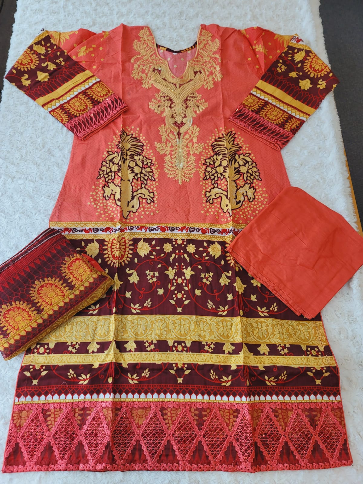 Pakistani stitched lawn Embroidered Salwar kameez ready to ship