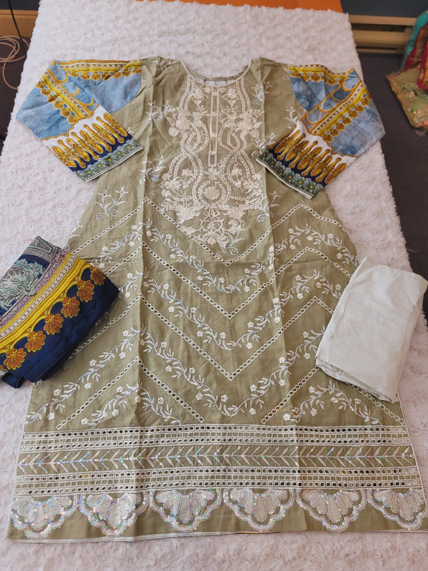 Pakistani Stitched lawn Embroidered Salwar kameez ready to ship