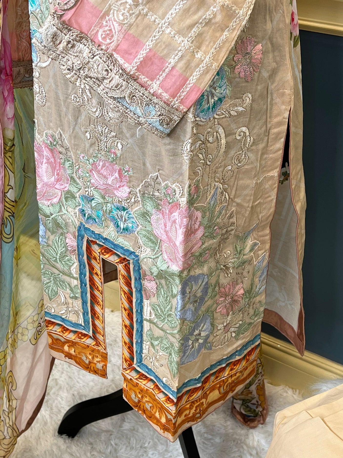 Pakistani lawn stitched Embroidered Suit Ready To Ship