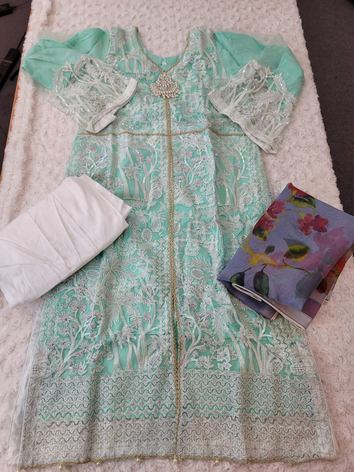 Pakistani Stitched Embroidery Lawn Suit Ready To Ship