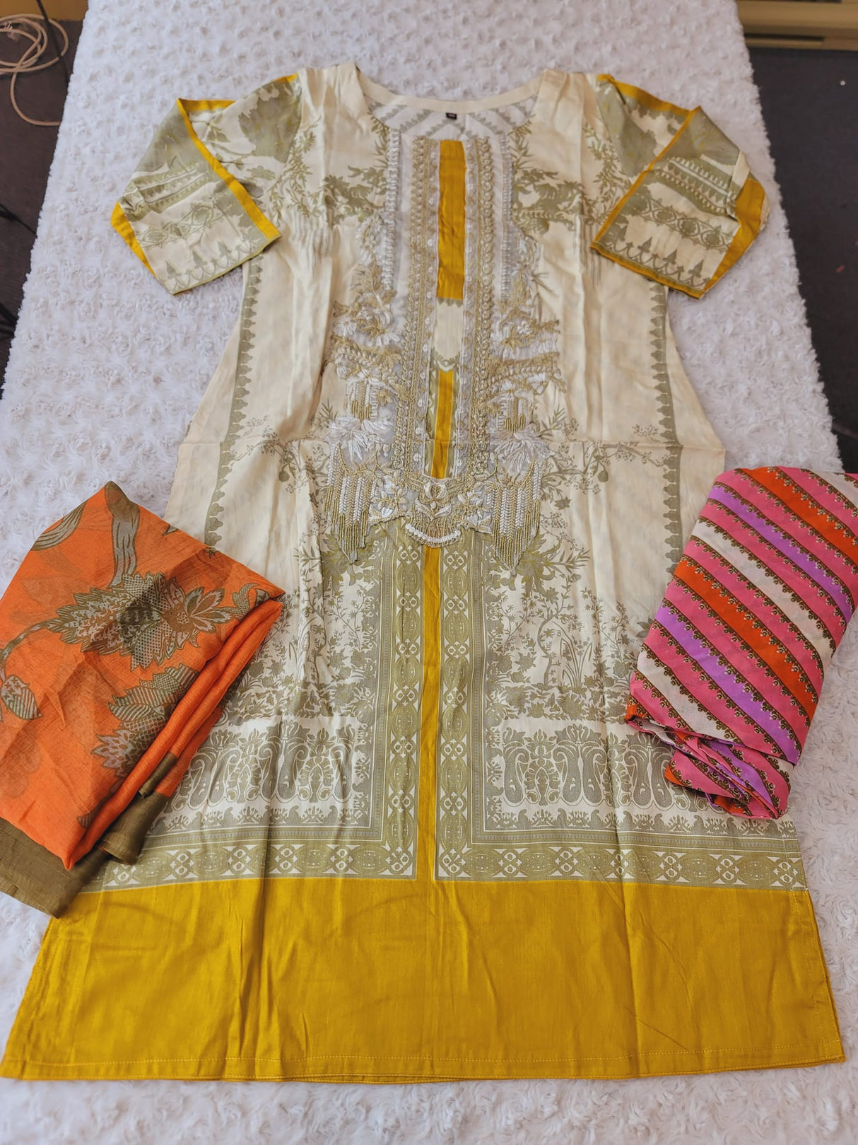 Indian Cotton Stitched Embroidery Suit Ready To Ship
