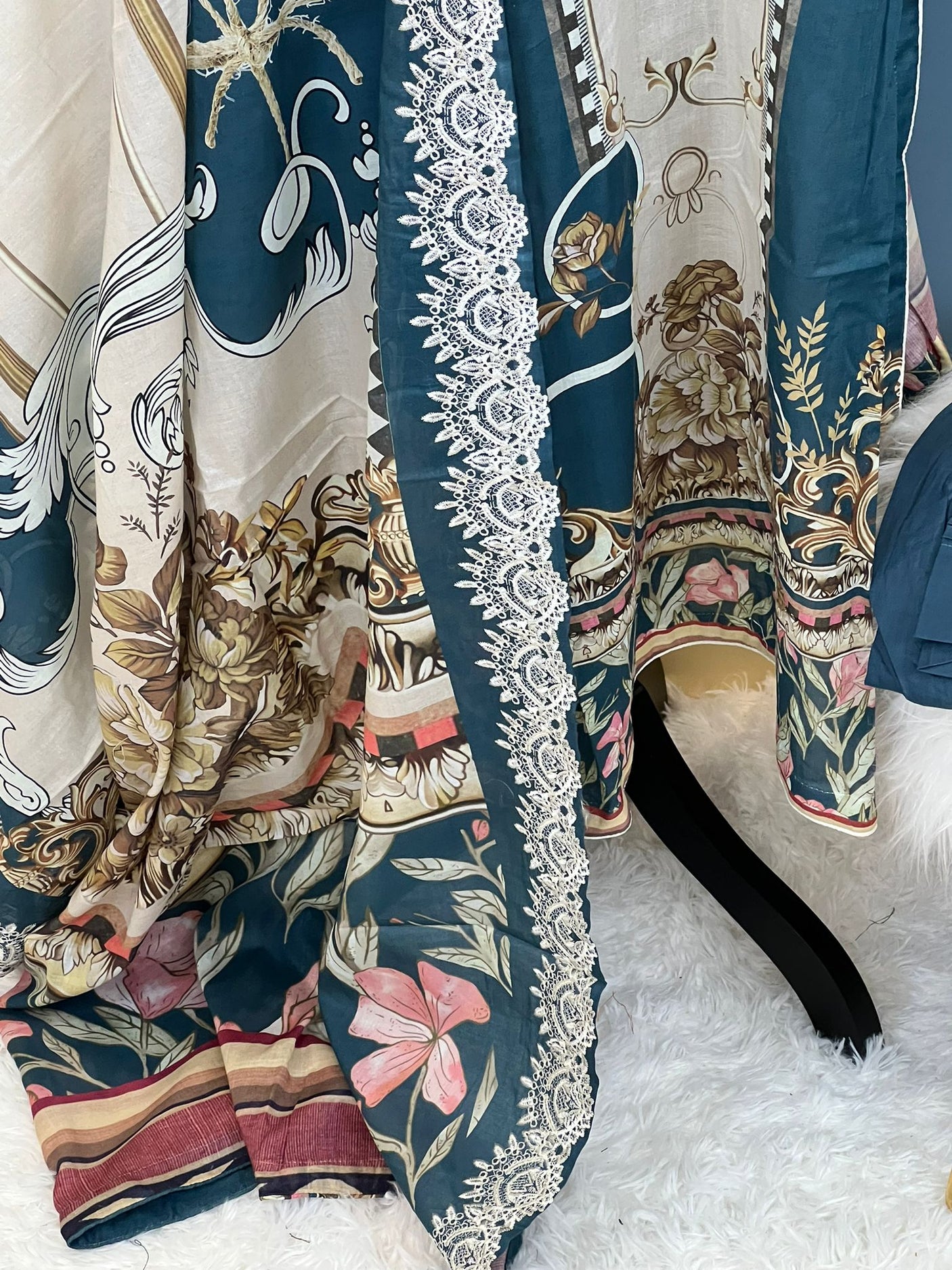 Pakistani lawn stitched Embroidered Suit Ready To Ship