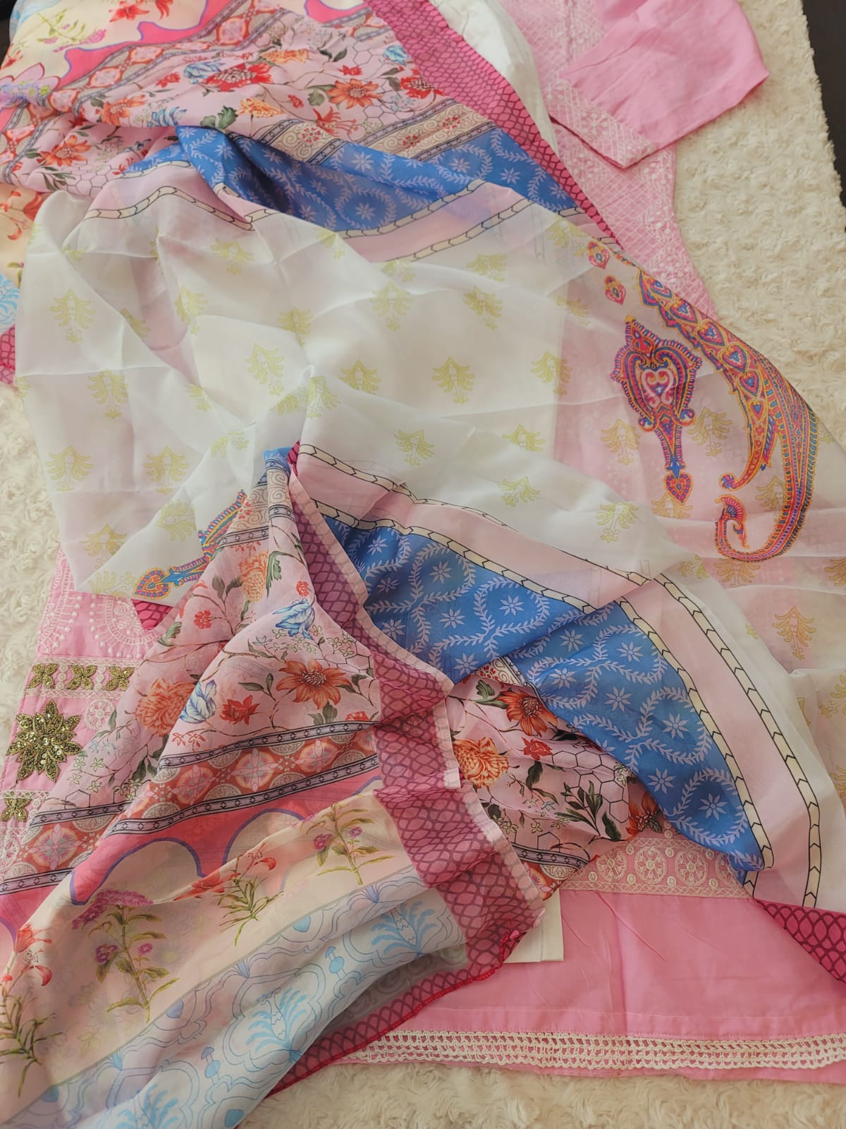 Indian Cotton Stitched Embroidery Suit Ready To Ship