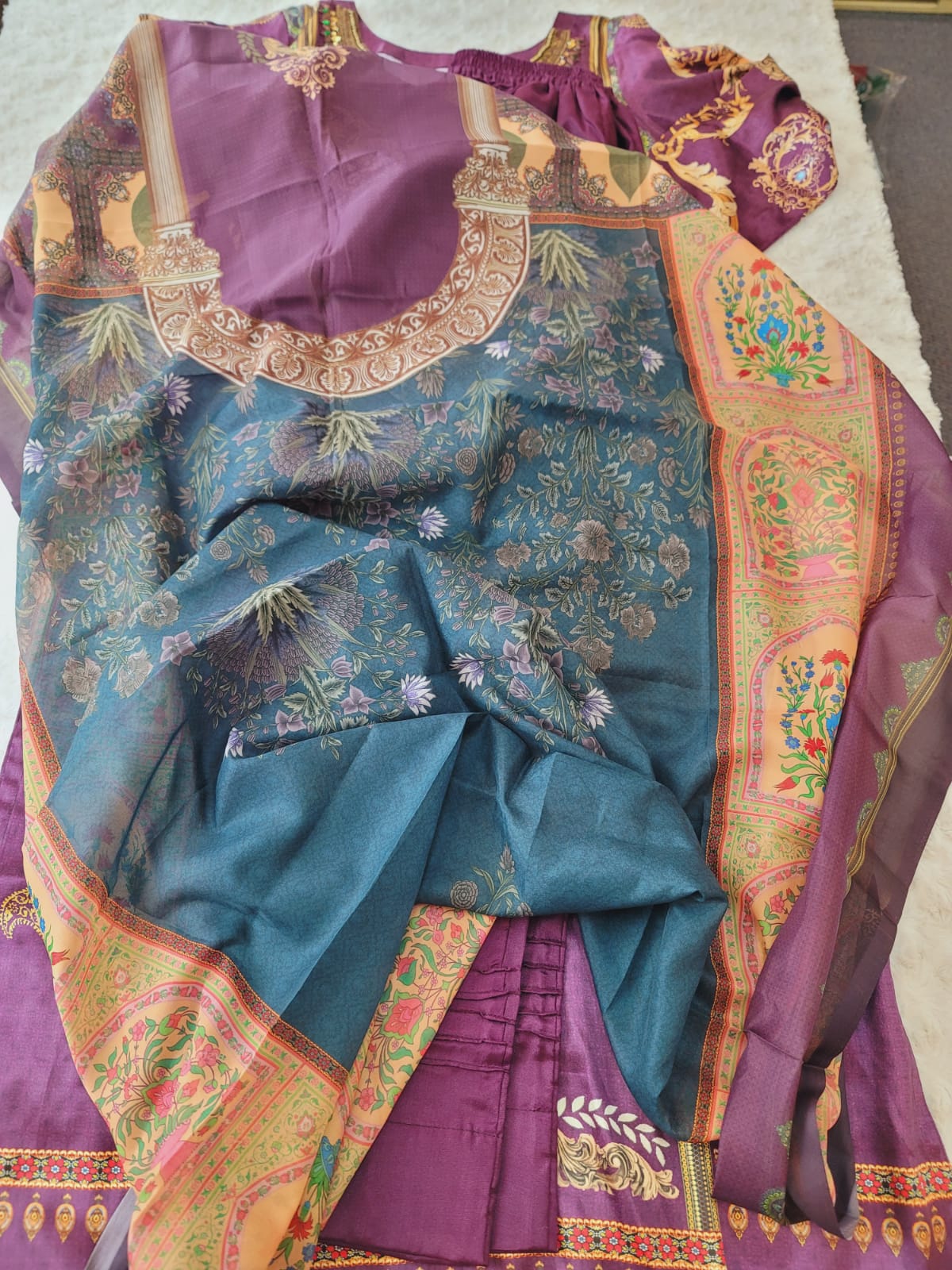 Indian Silk Stitched Embroidery Suit Ready To Ship