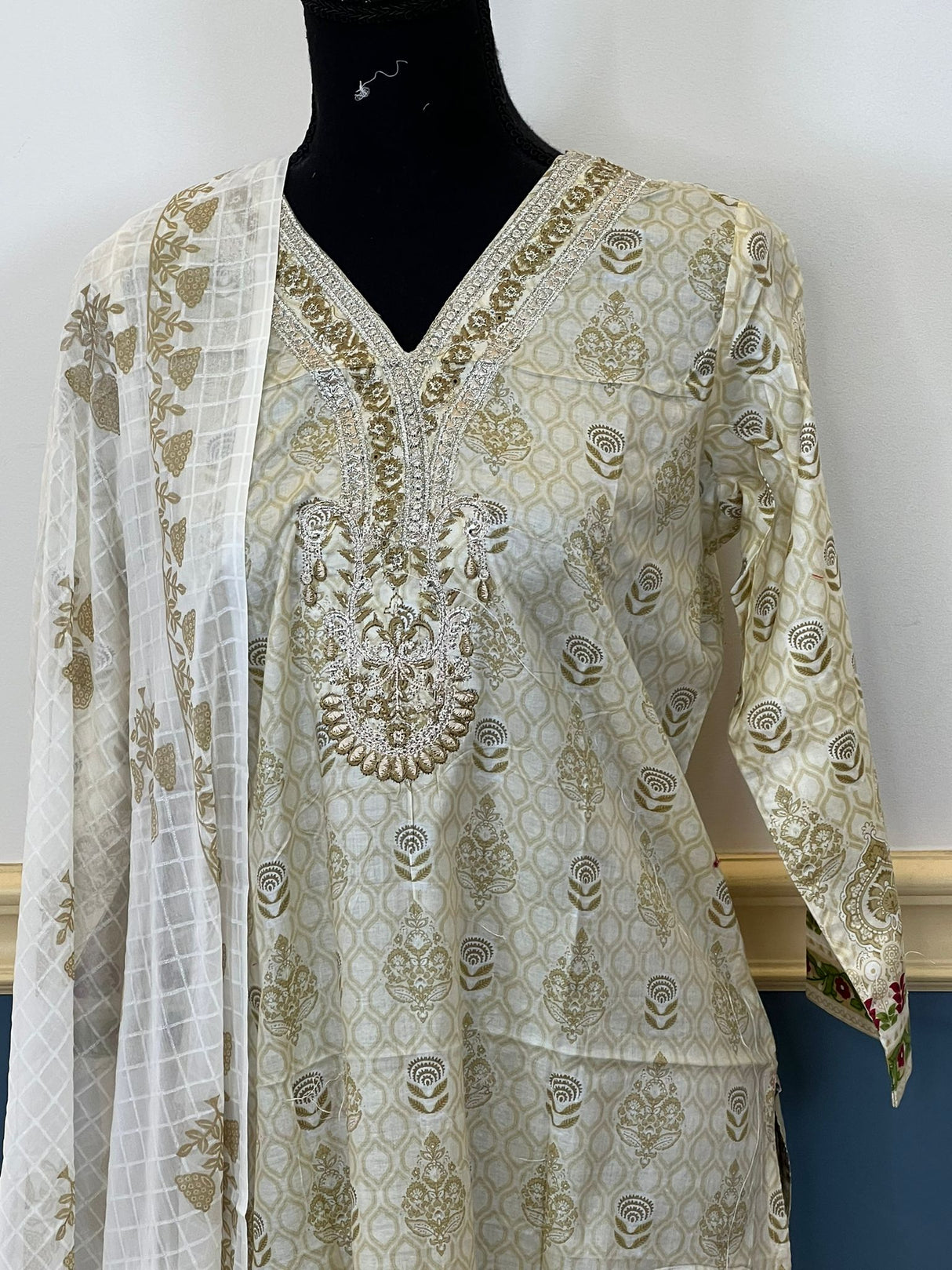 Indian Cotton Stitched Embroidery Suit Ready To Ship