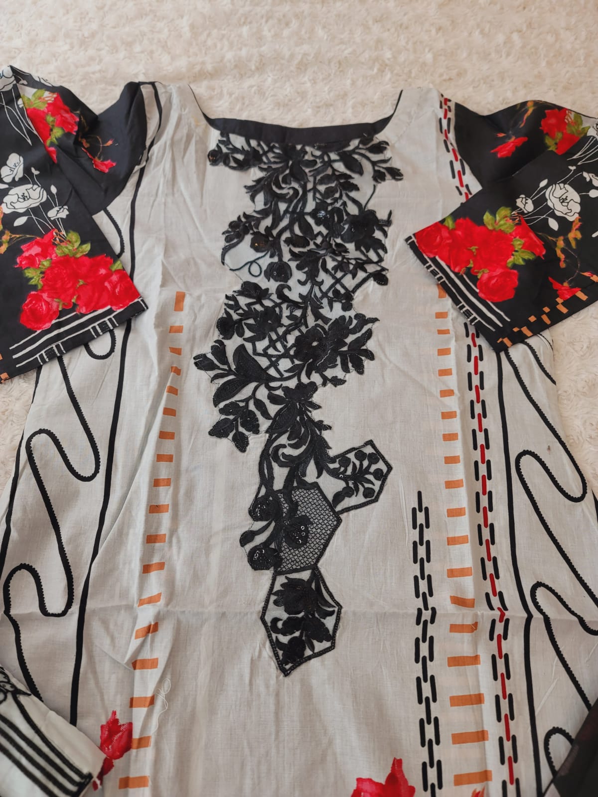 Indian Cotton Stitched Embroidery Suit Ready To Ship