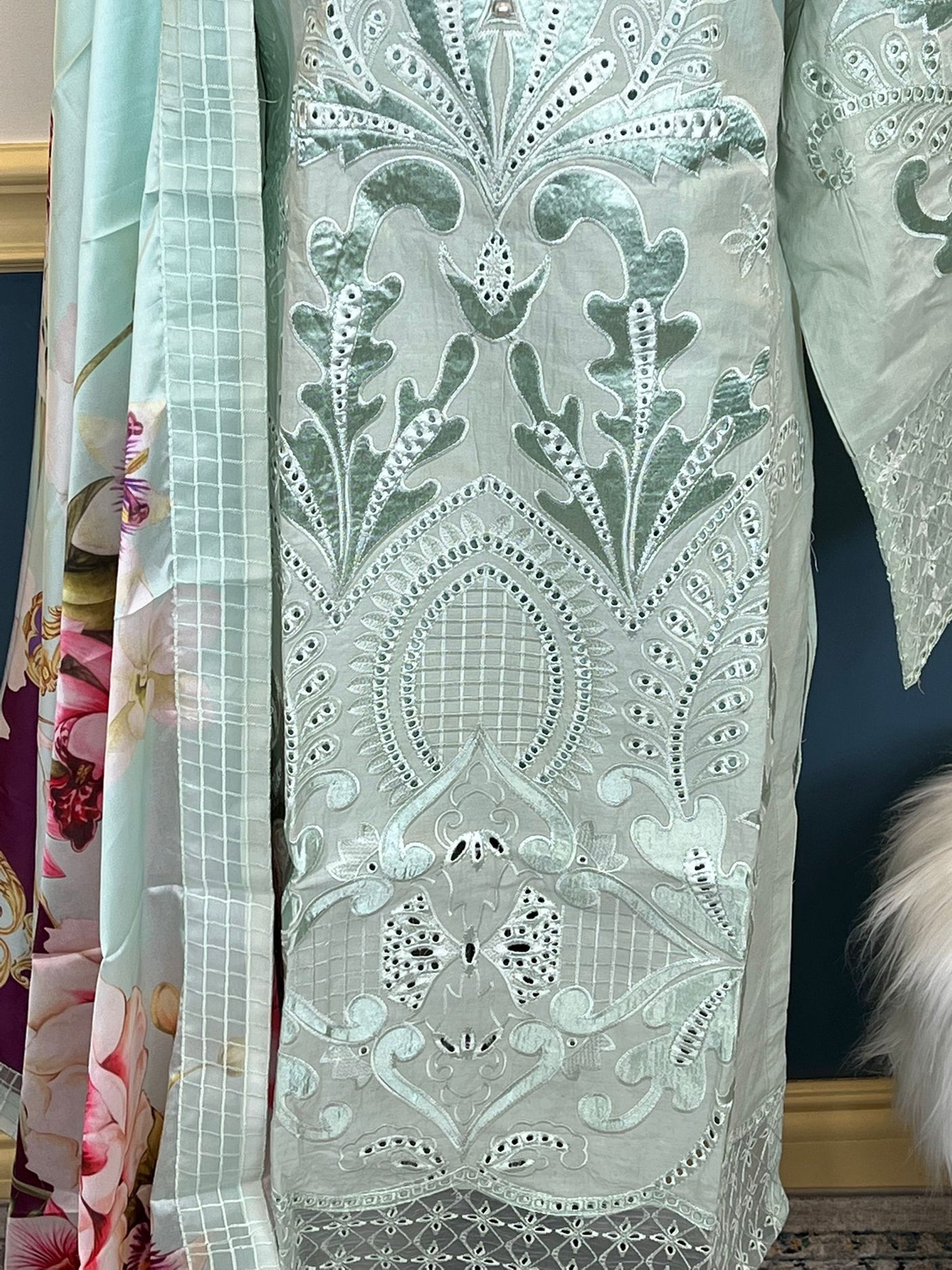 Pakistani Stitched Luxury Embroidered lawn Salwar kameez ready to ship