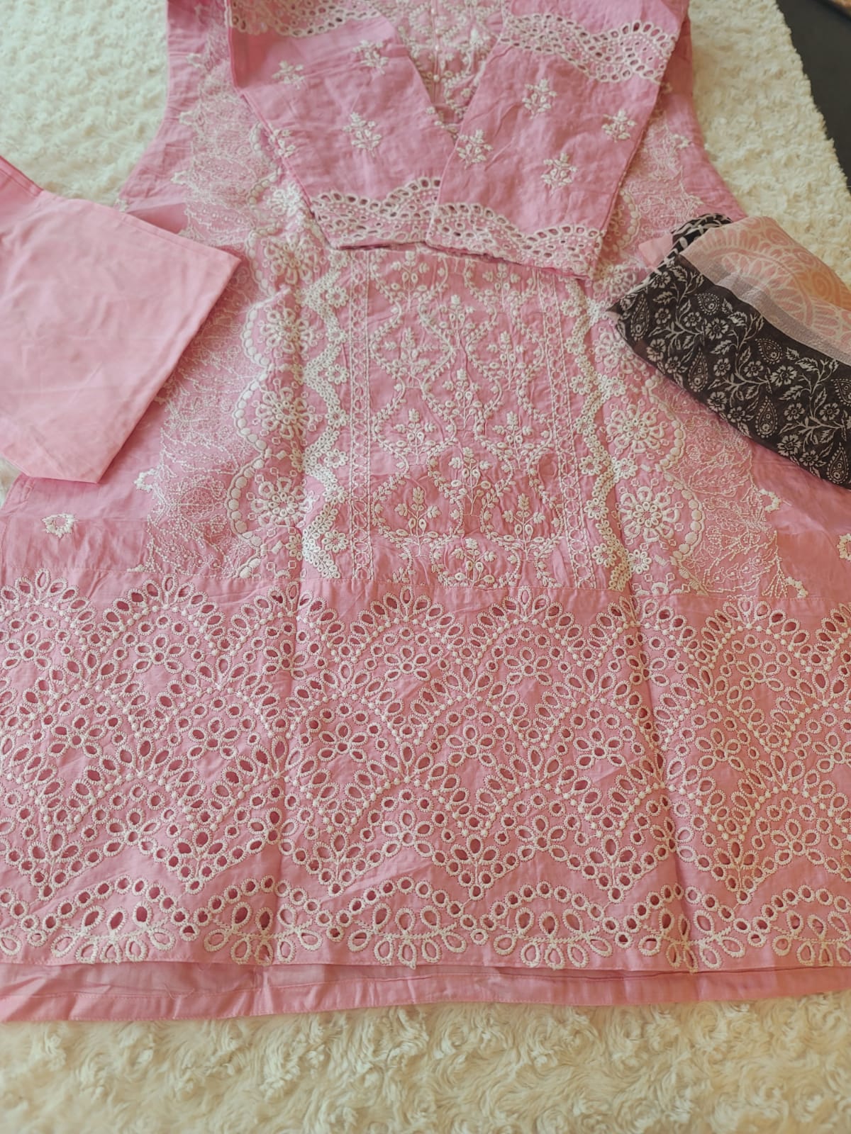 Indian Cotton Stitched Embroidery Suit Ready To Ship