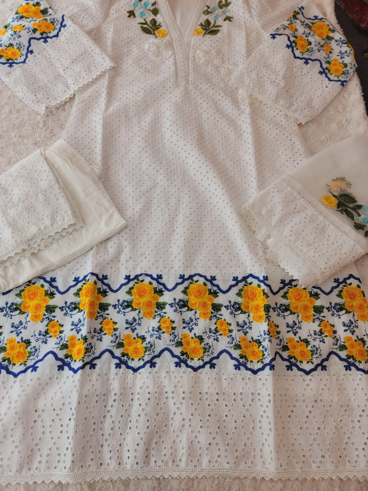 Pakistani Stitched Embroidery Lawn Suit Ready To Ship