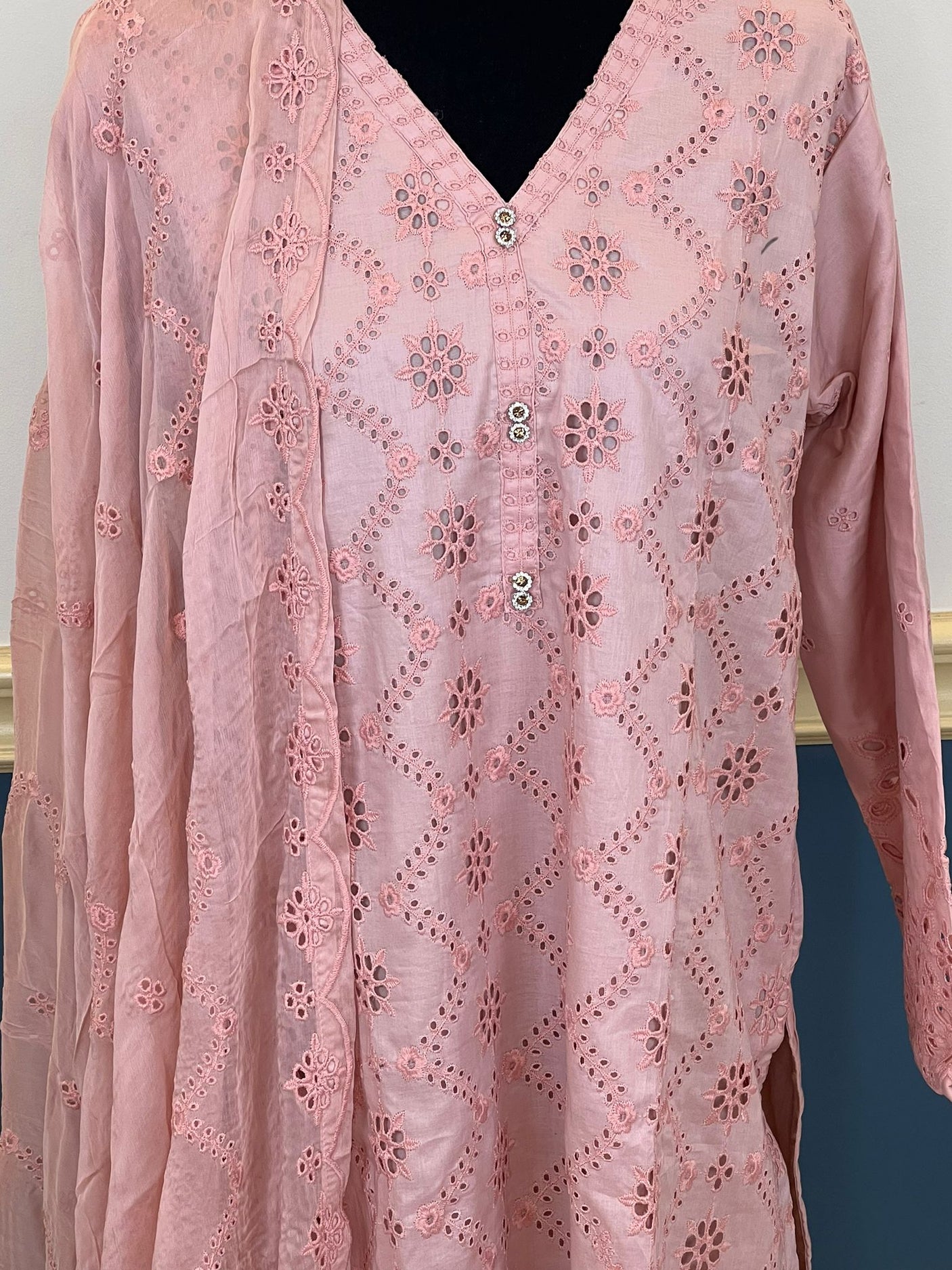 Pakistani lawn stitched Embroidered Suit Ready To Ship