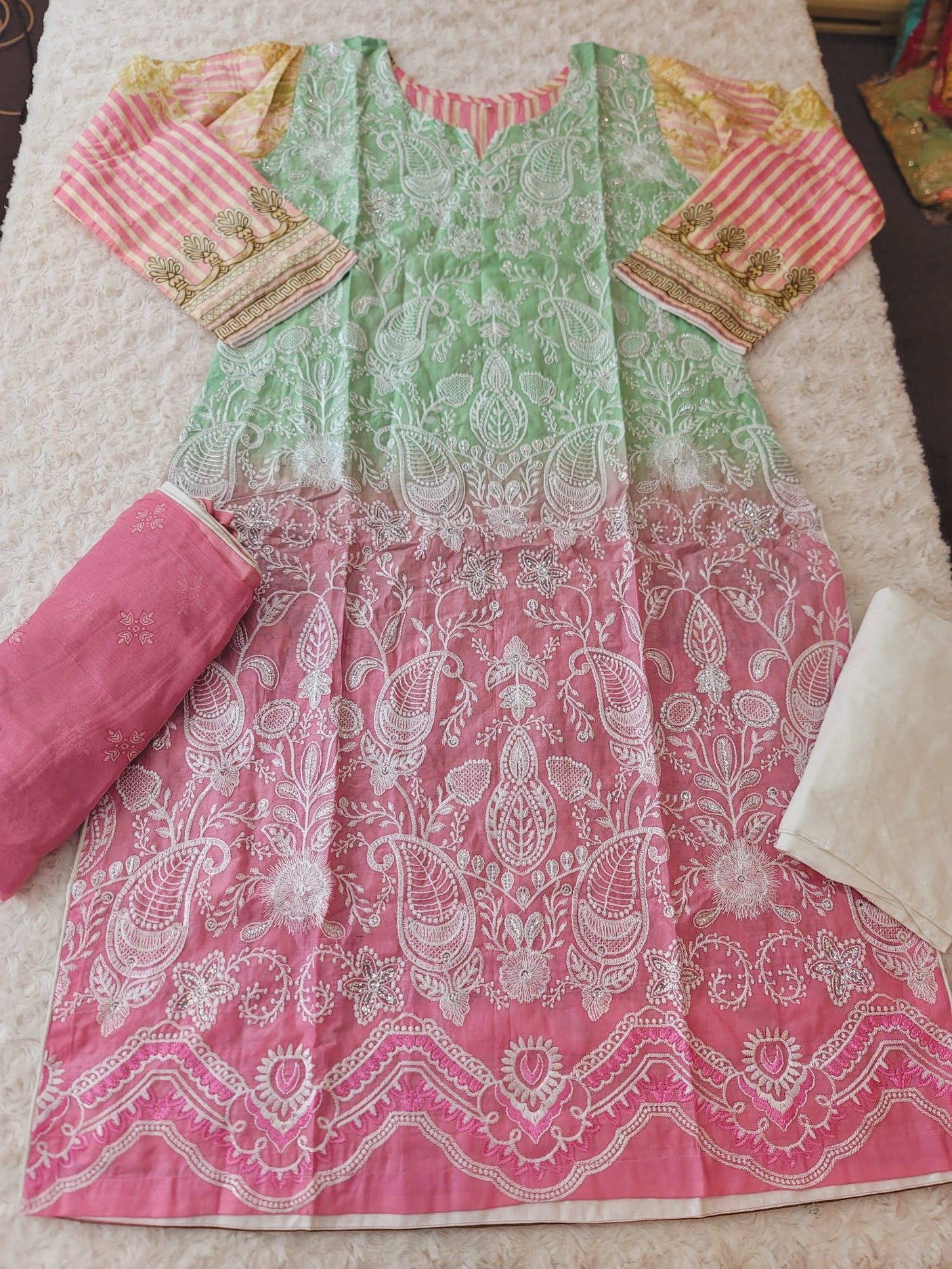 Pakistani Stitched lawn Embroidered Salwar kameez ready to ship