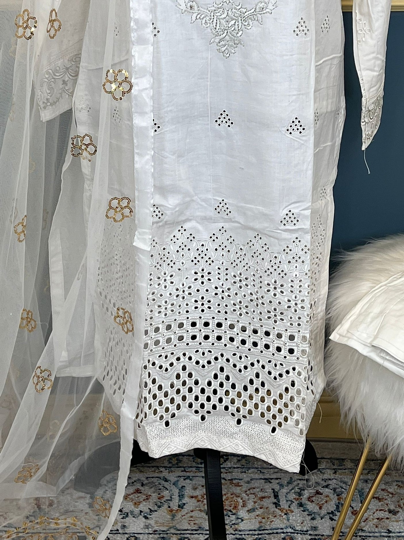 Pakistani Stitched Luxury Embroidered lawn Salwar kameez ready to ship