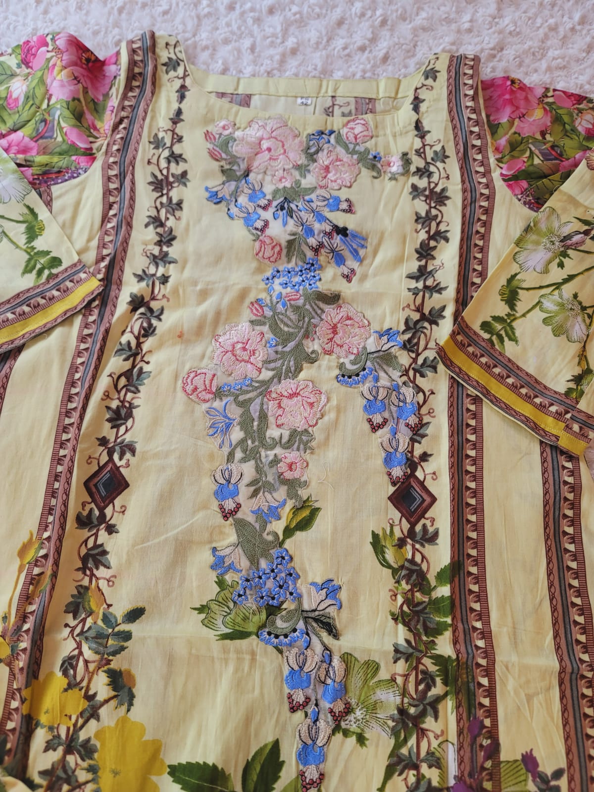 Indian Cotton Stitched Embroidery Suit Ready To Ship