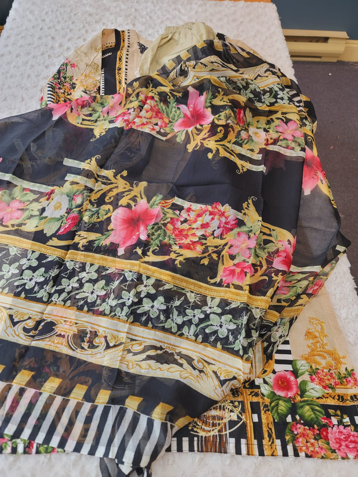 Indian Cotton Stitched Embroidery Suit Ready To Ship