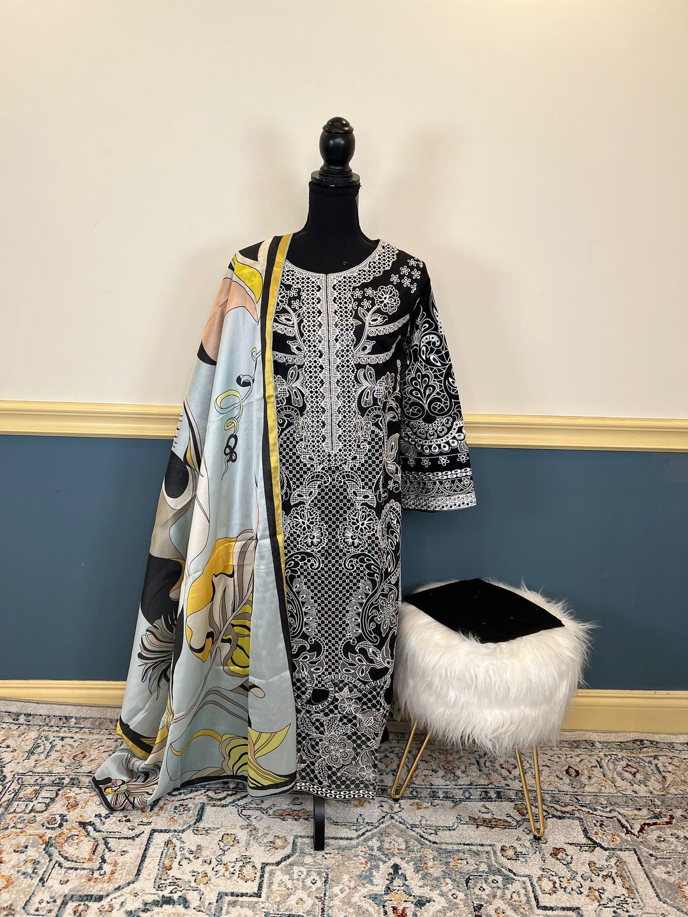 Pakistani Stitched Luxury Embroidered lawn Salwar kameez ready to ship