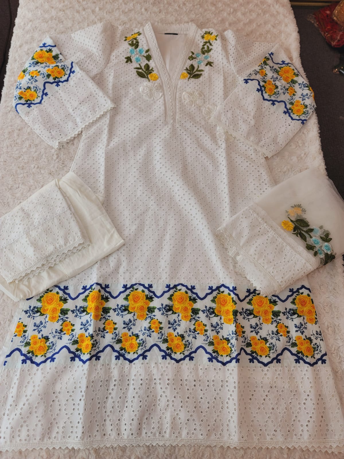 Pakistani Stitched Embroidery Lawn Suit Ready To Ship