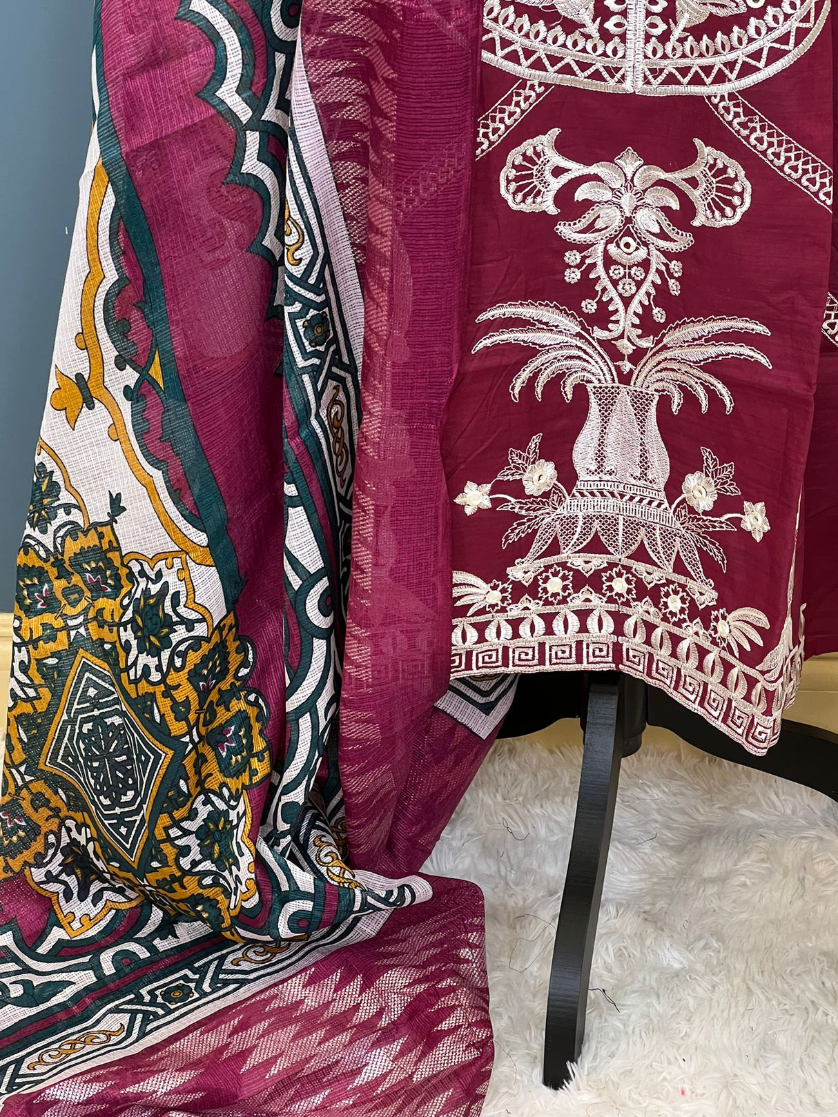 Indian Cotton Stitched Embroidery Suit Ready To Ship