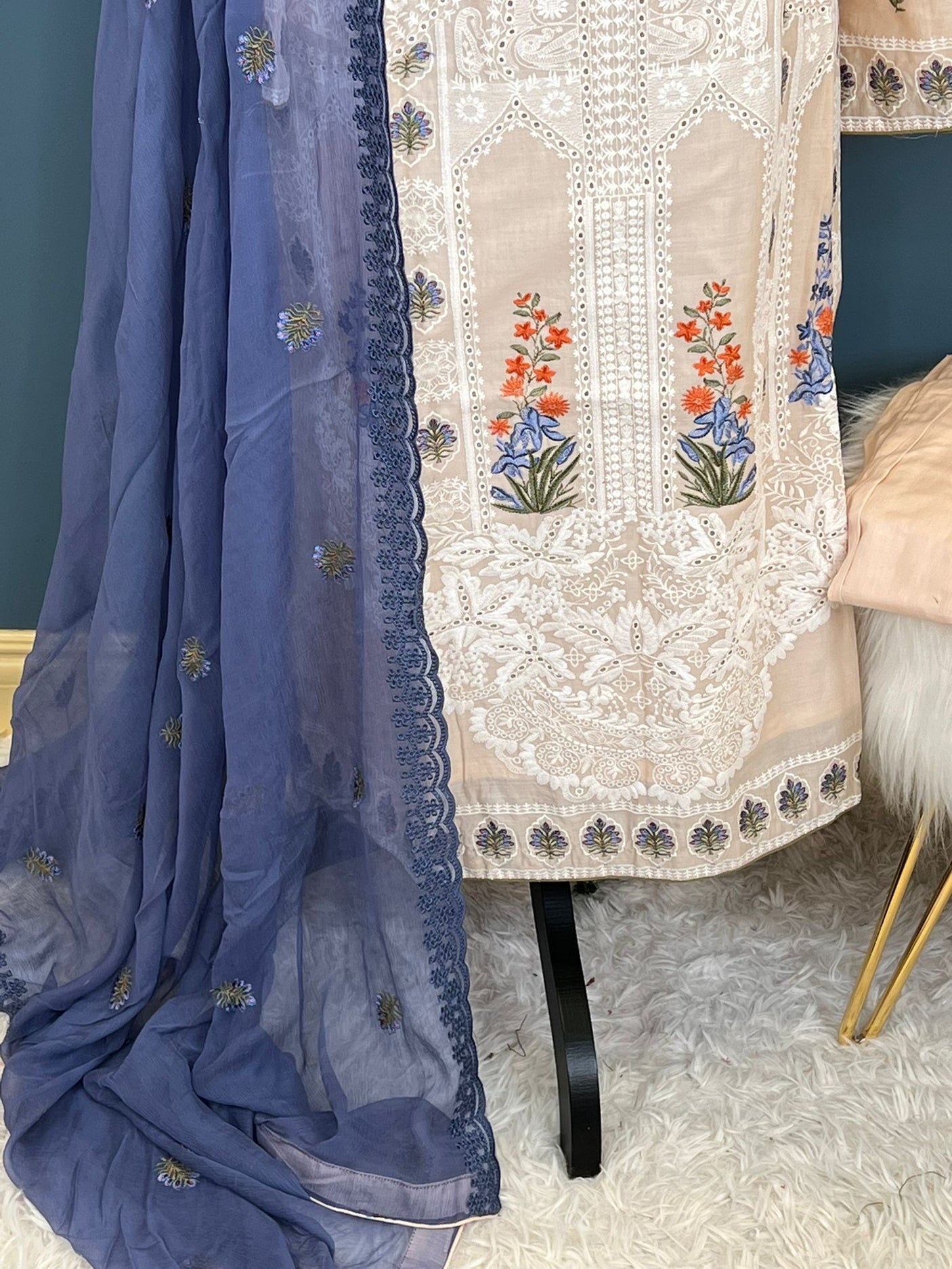 Pakistani Stitched Luxury Embroidered lawn Salwar kameez ready to ship