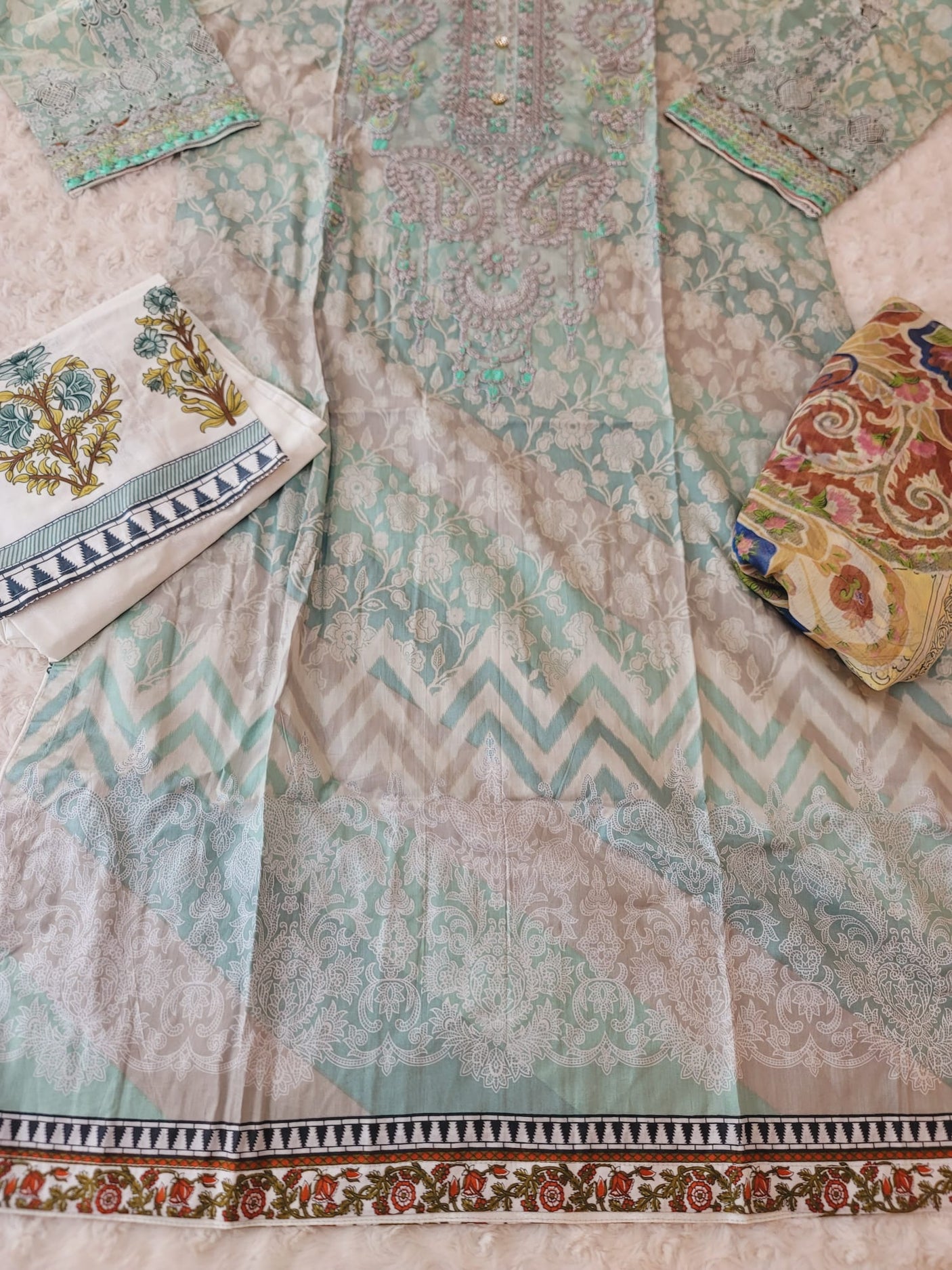 Pakistani Stitched lawn Embroidered Salwar kameez ready to ship