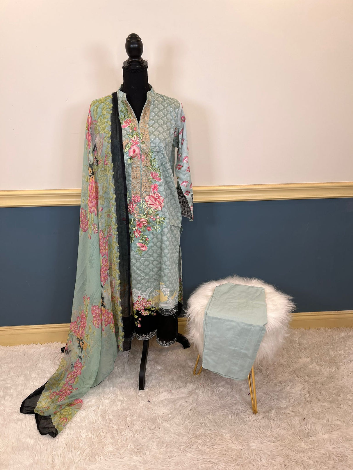 Indian Cotton Stitched Embroidery Suit Ready To Ship