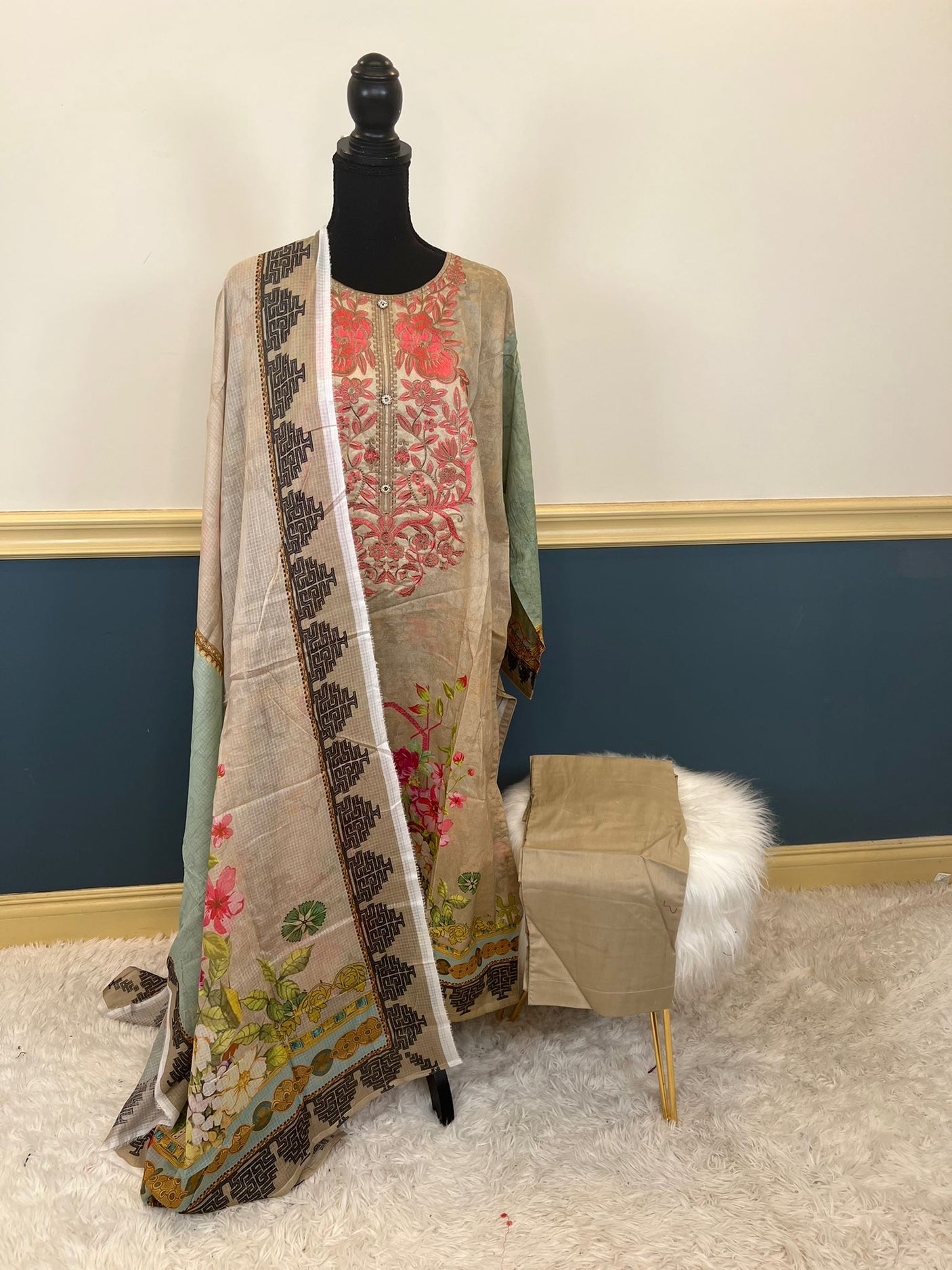 Pakistani Stitched Embroidery luxury lawn Dresses Ready To Ship