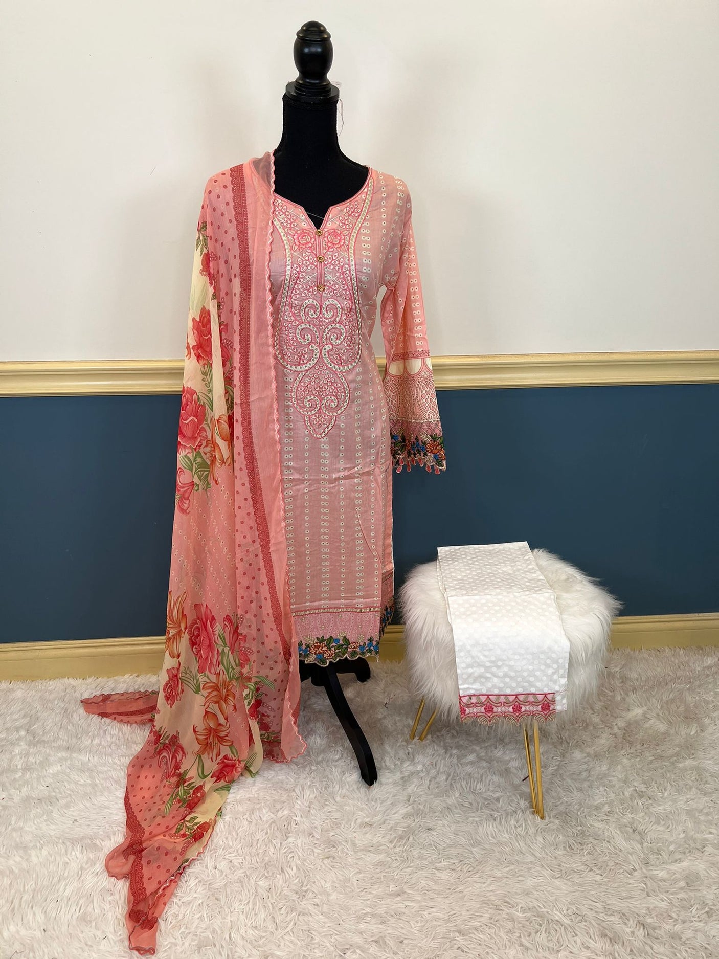 Pakistani Stitched Embroidered lawn Salwar kameez ready to ship