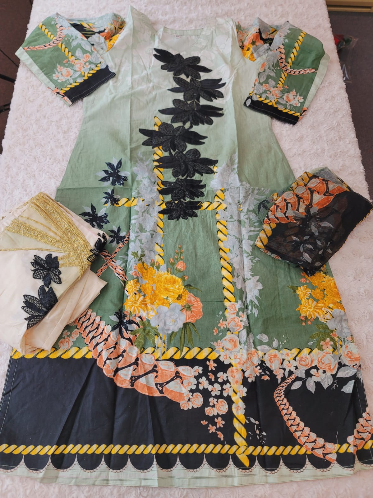 Indian Cotton Stitched Embroidery Suit Ready To Ship